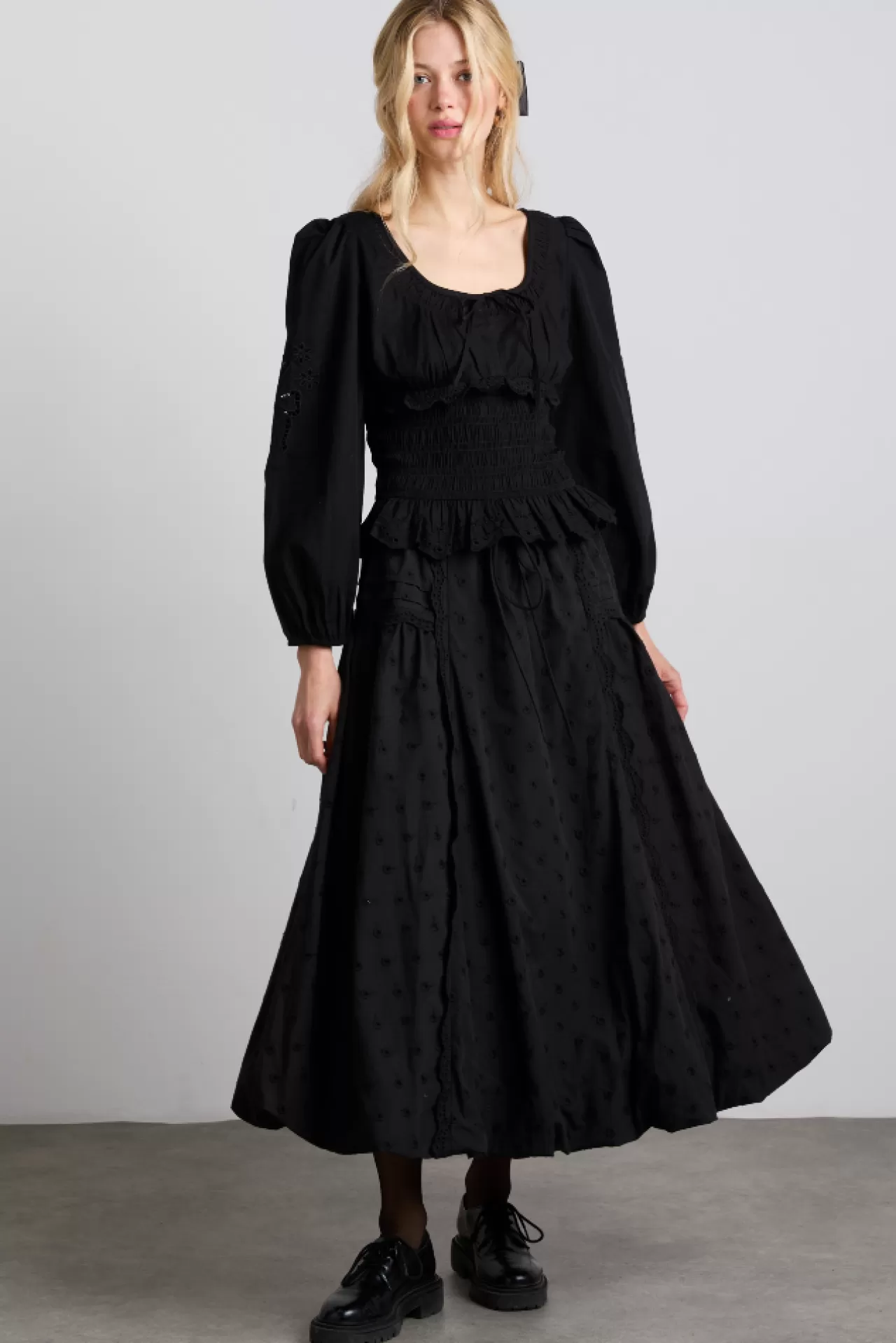Discount Damson Madder agatha embroidered midi skirt - black
