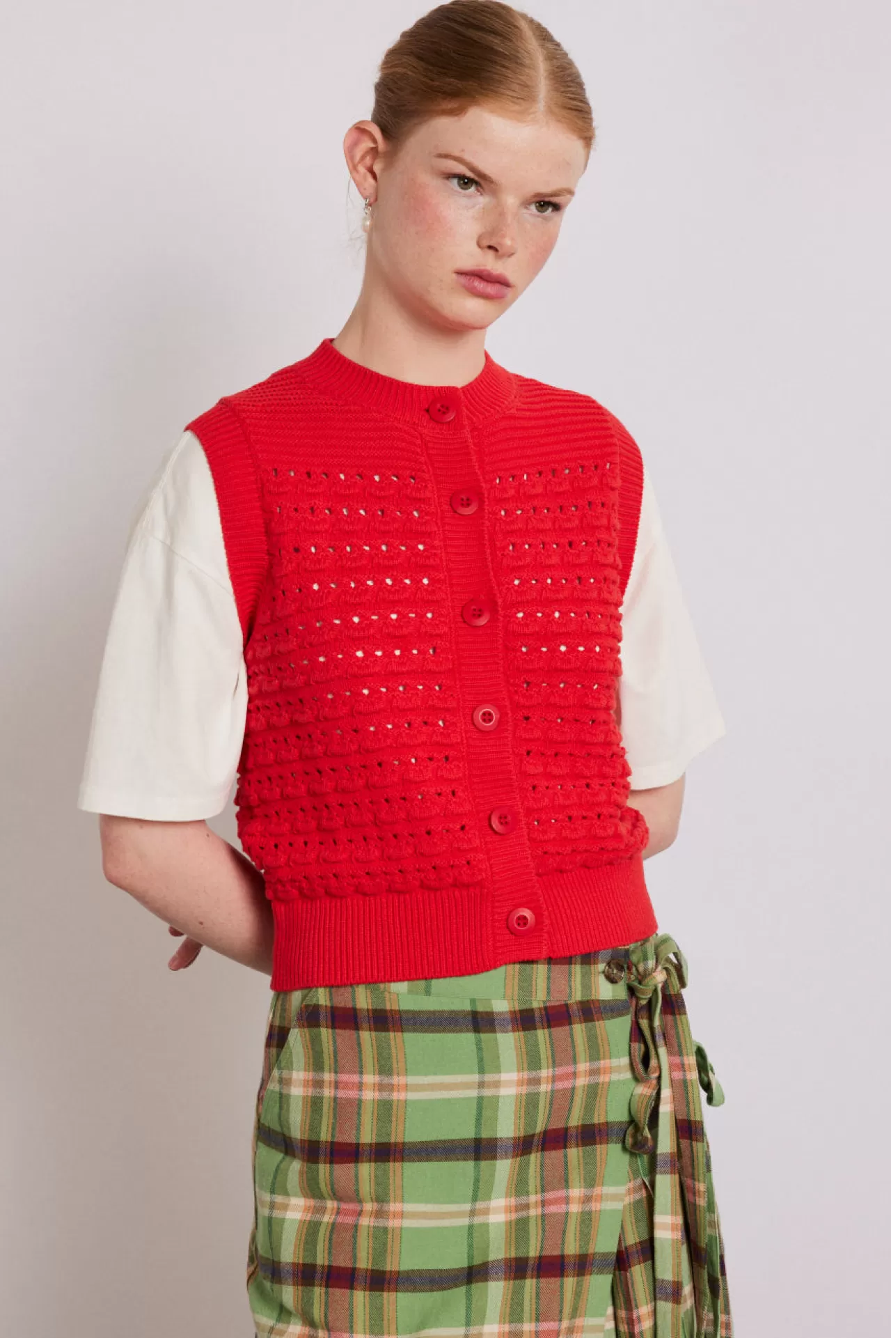 Outlet Damson Madder aggie knitted tank - red