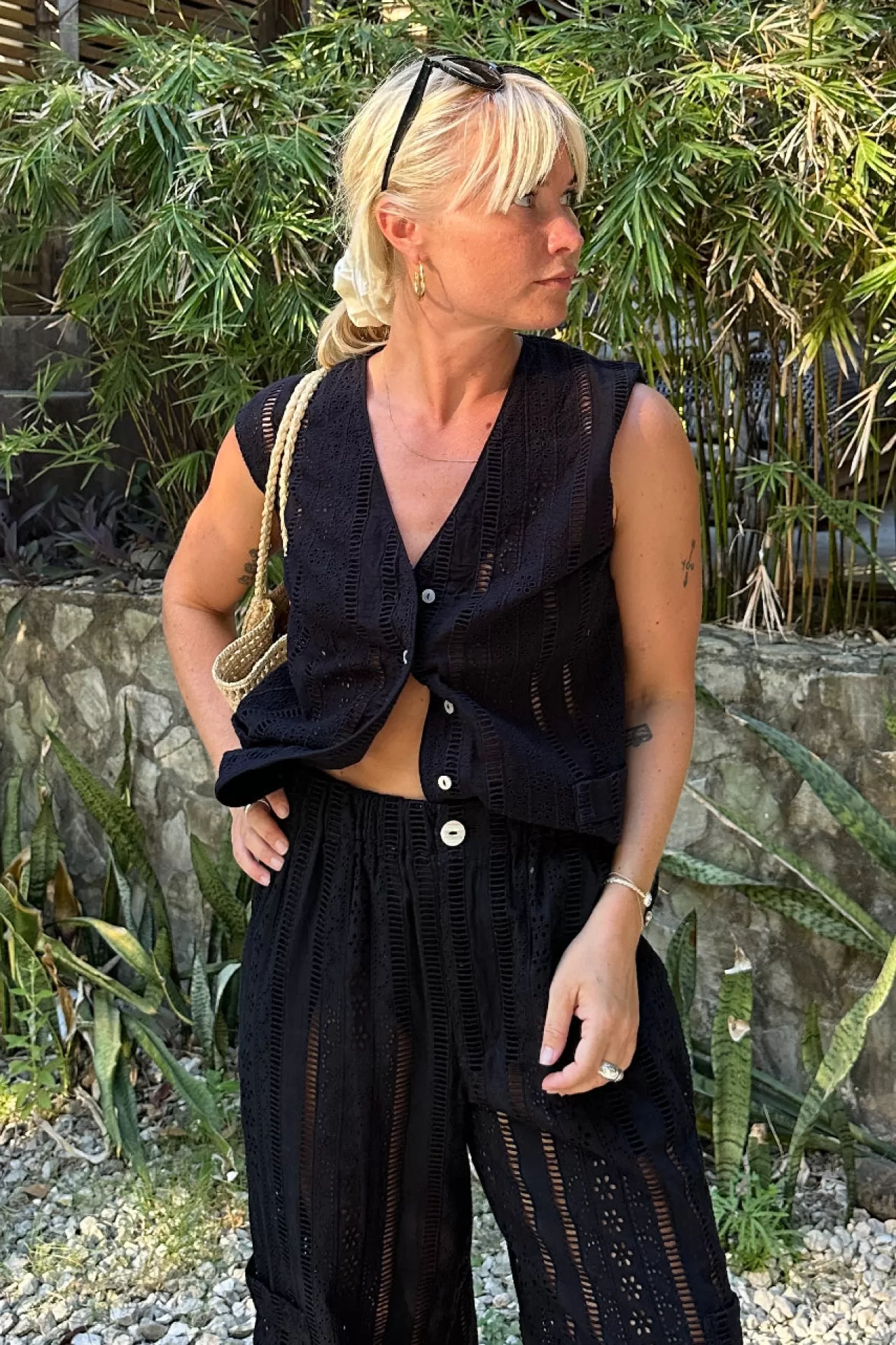 Shop Damson Madder alys vest - broderie black