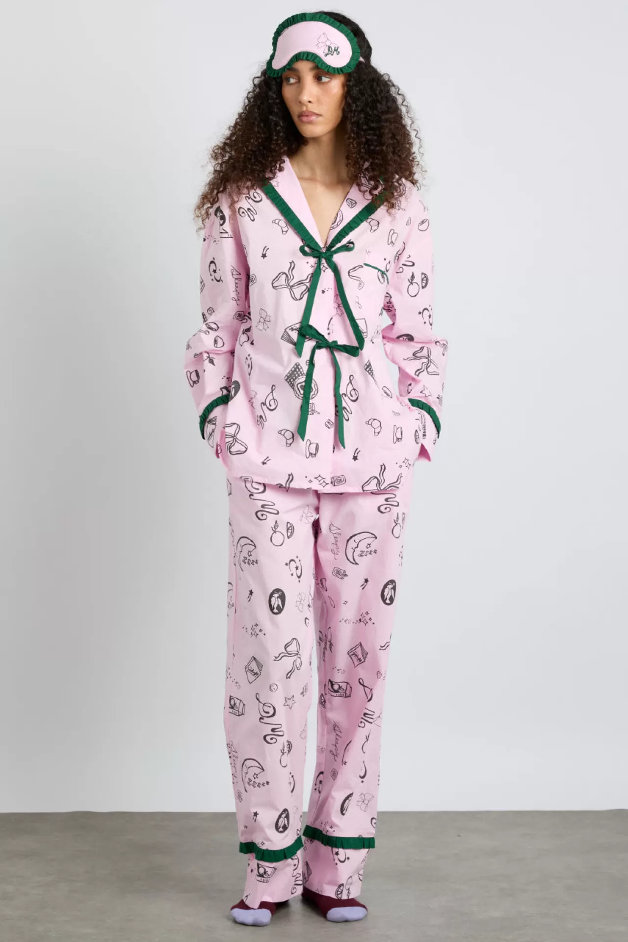 Cheap Damson Madder antonella pj set - sleep symbols pink