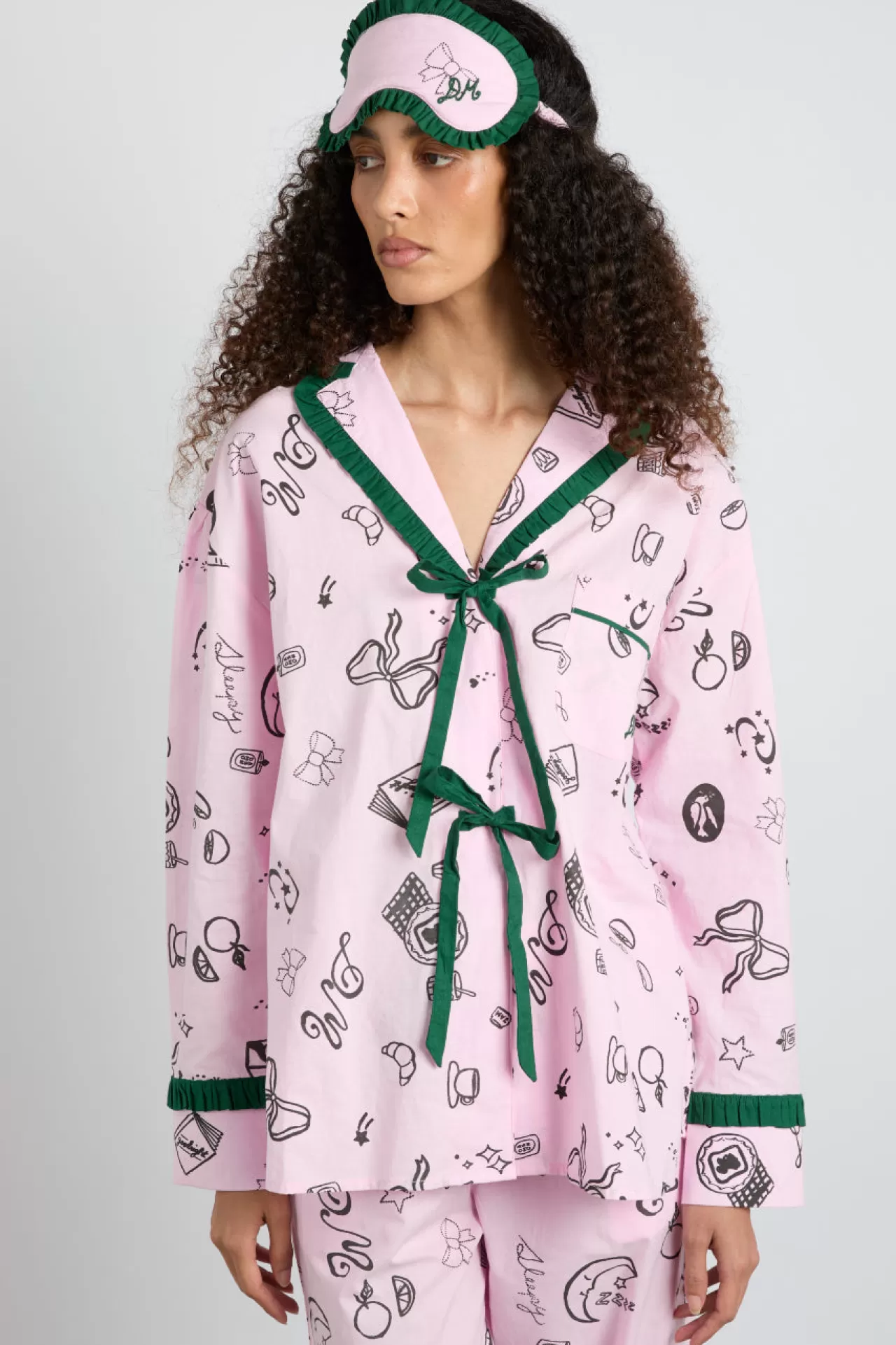 Cheap Damson Madder antonella pj set - sleep symbols pink
