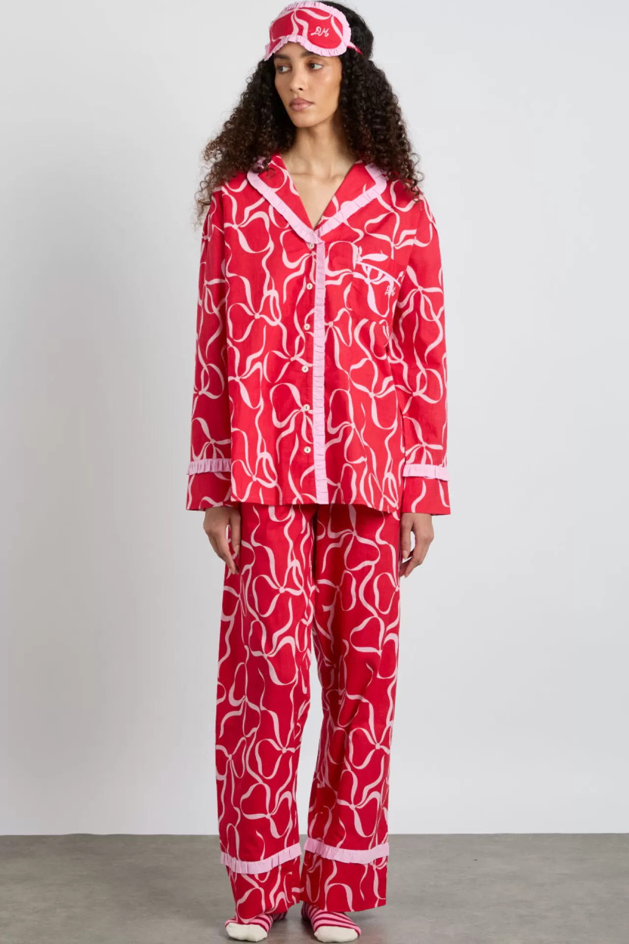Hot Damson Madder antonia pj set- bows red