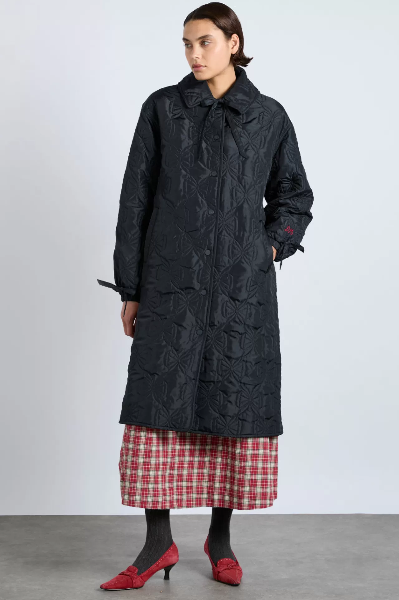 Cheap Damson Madder aubrey quilted coat- bows black