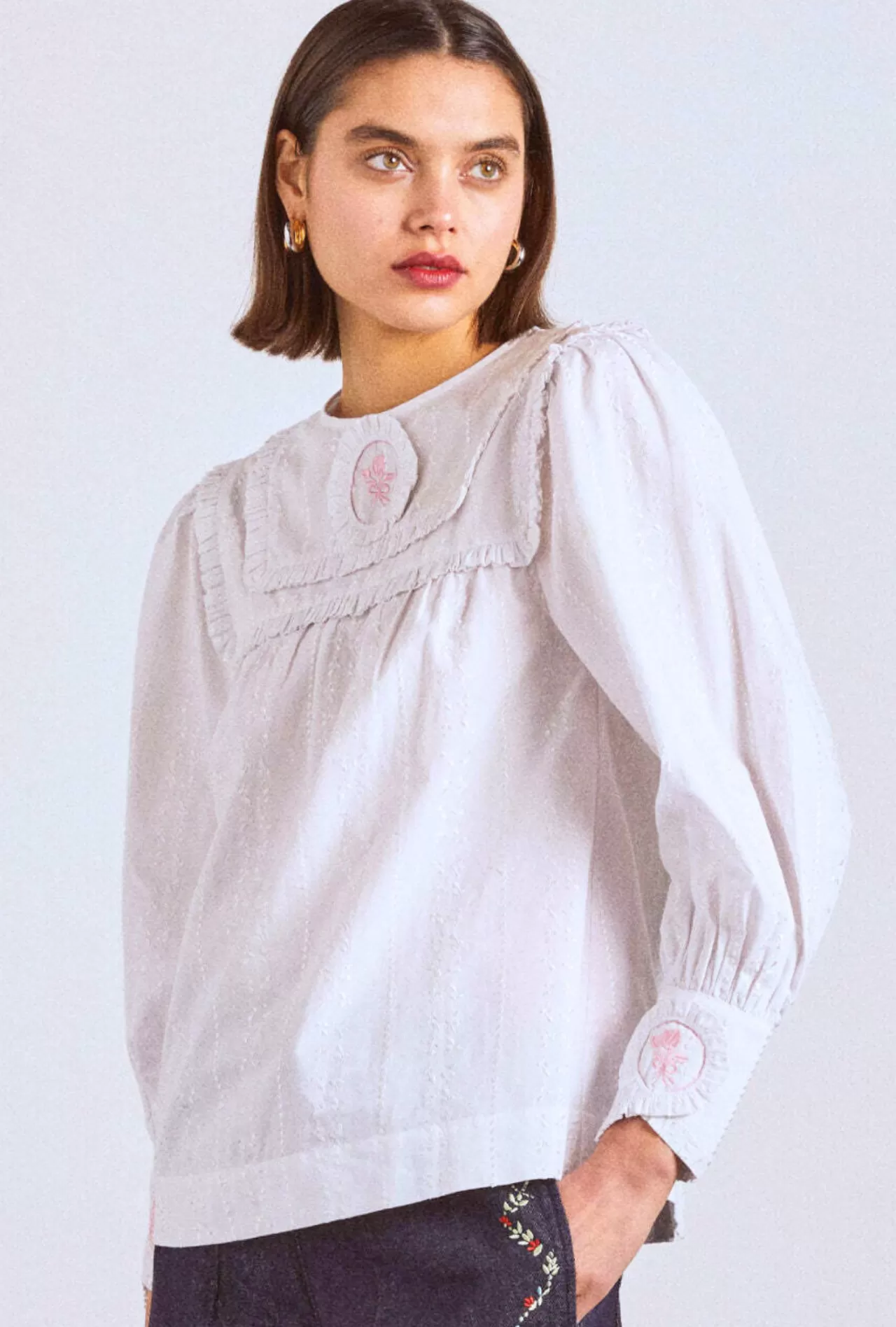 New Damson Madder beatrice victoriana blouse- white