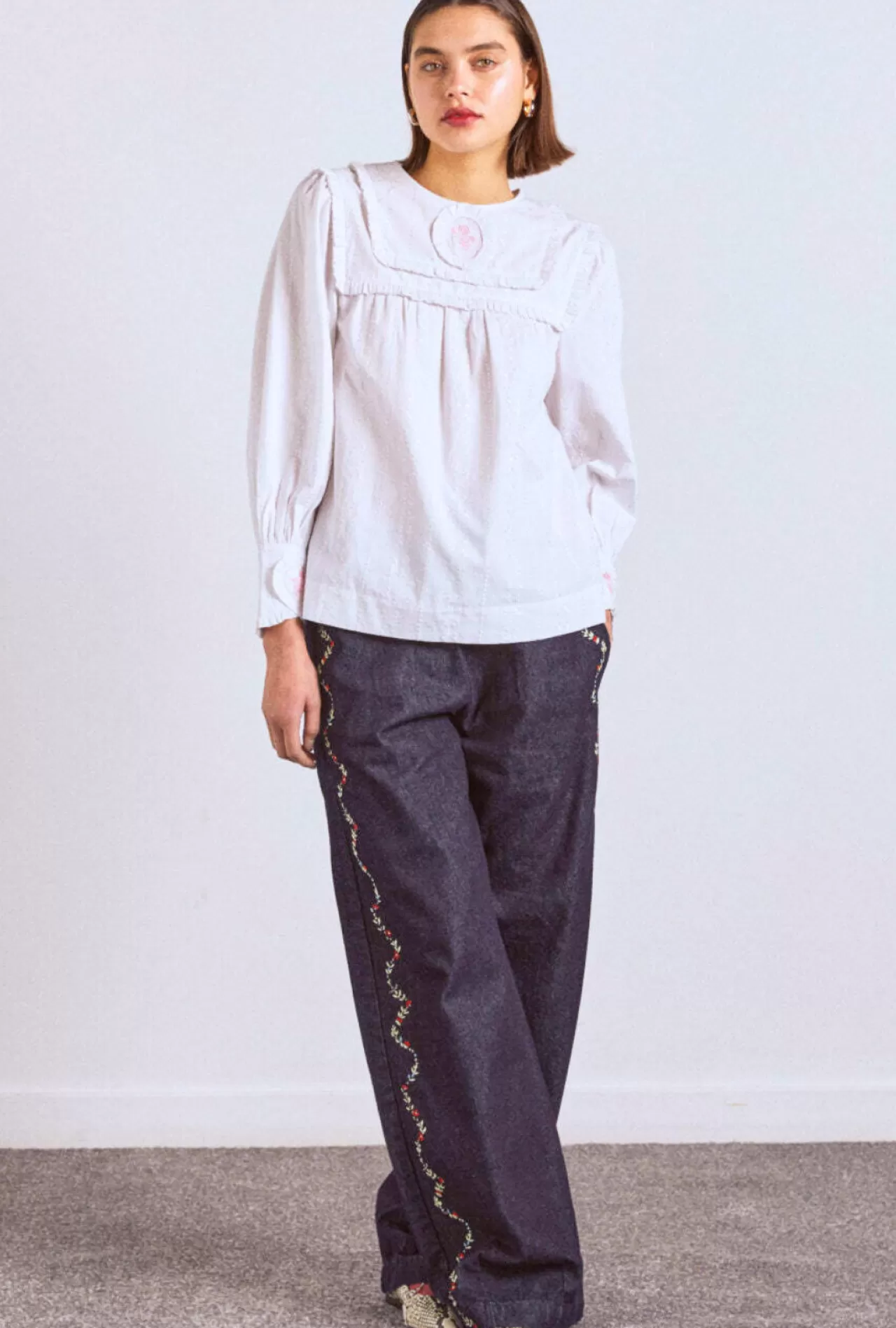 New Damson Madder beatrice victoriana blouse- white
