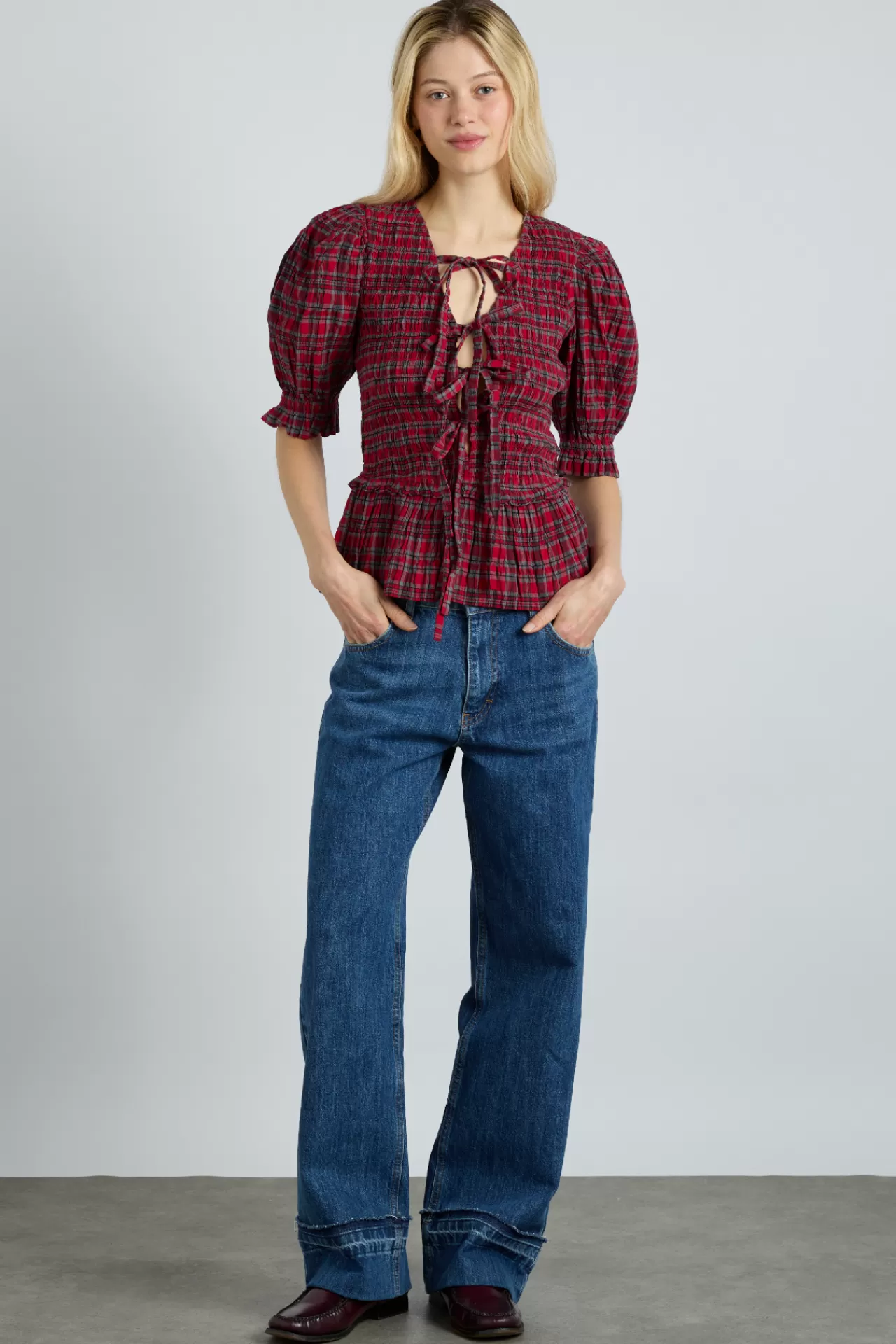 Online Damson Madder bluebelle blouse - red check redcheck