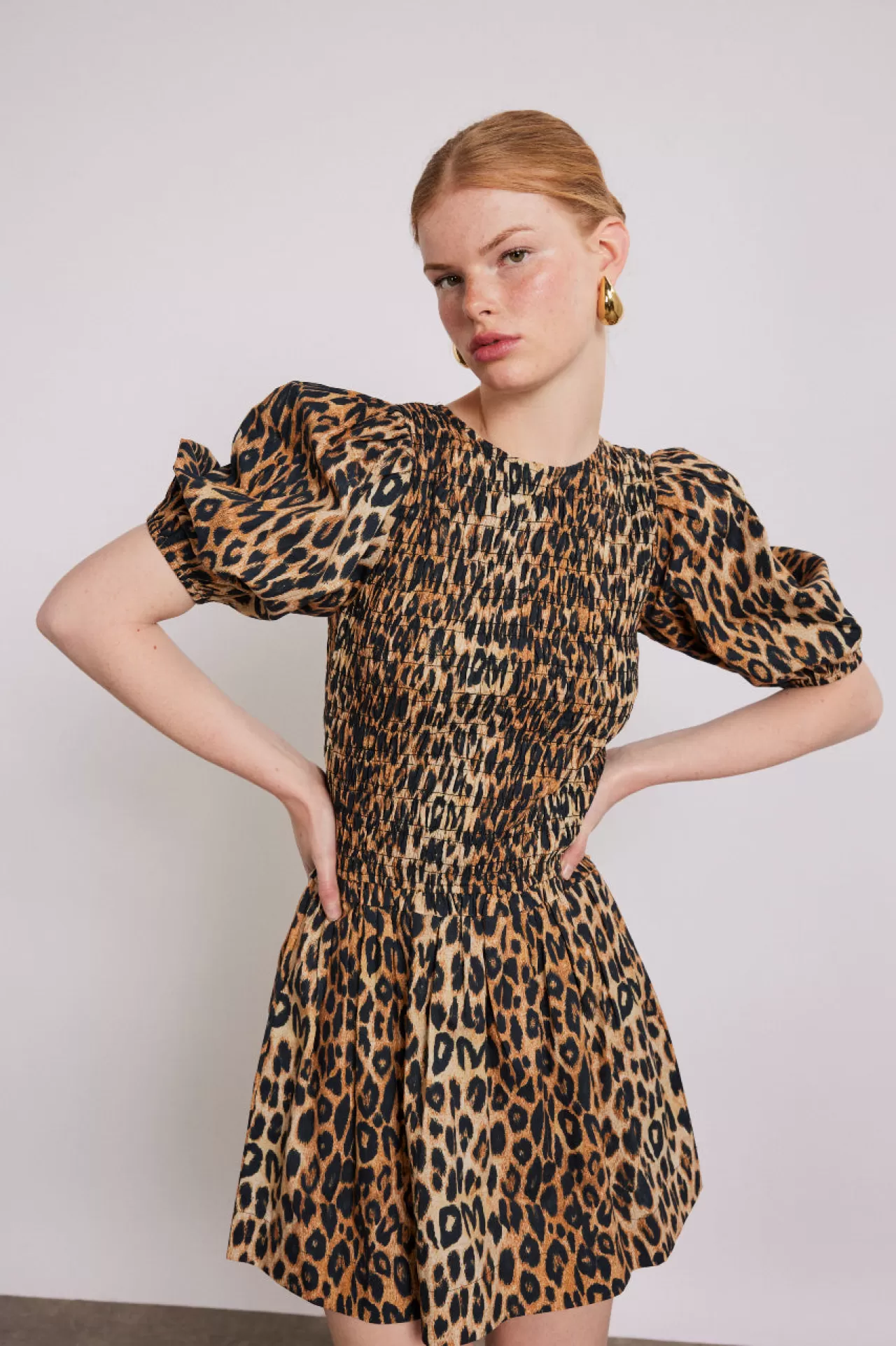 Best Damson Madder Bluebelle shirred mini dress - leopard