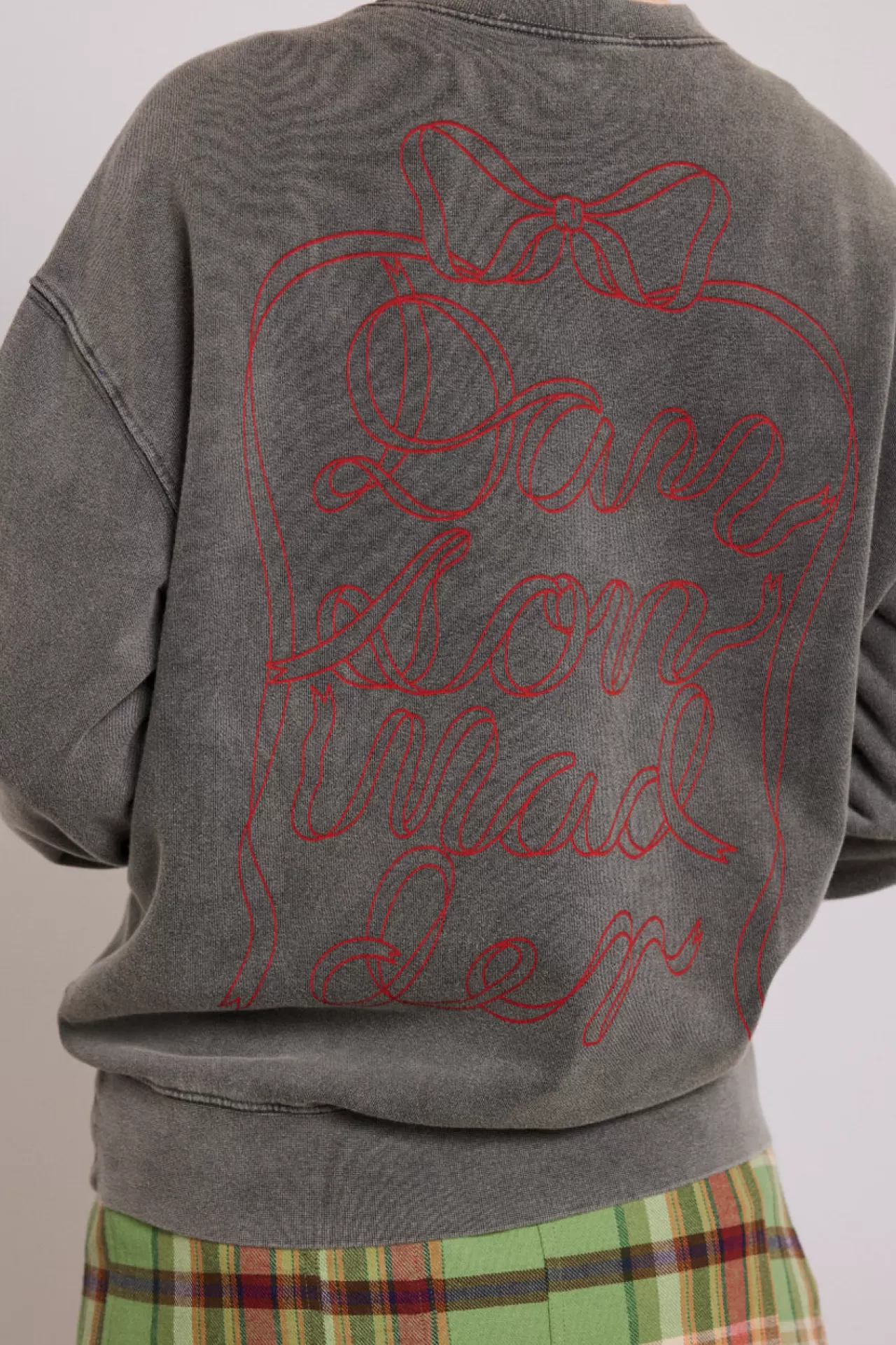 Hot Damson Madder bow logo crew neck sweat charcoal