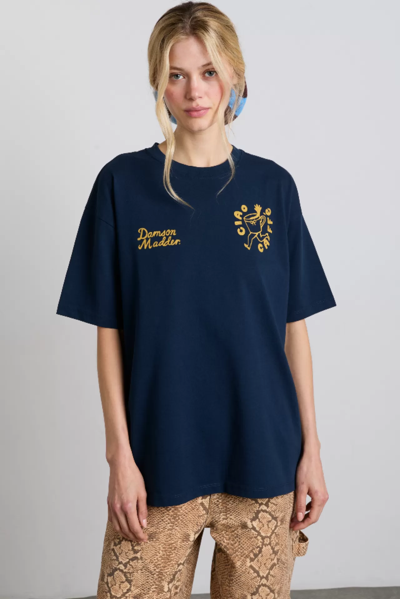 New Damson Madder cafe pronto boyfriend tee - navy