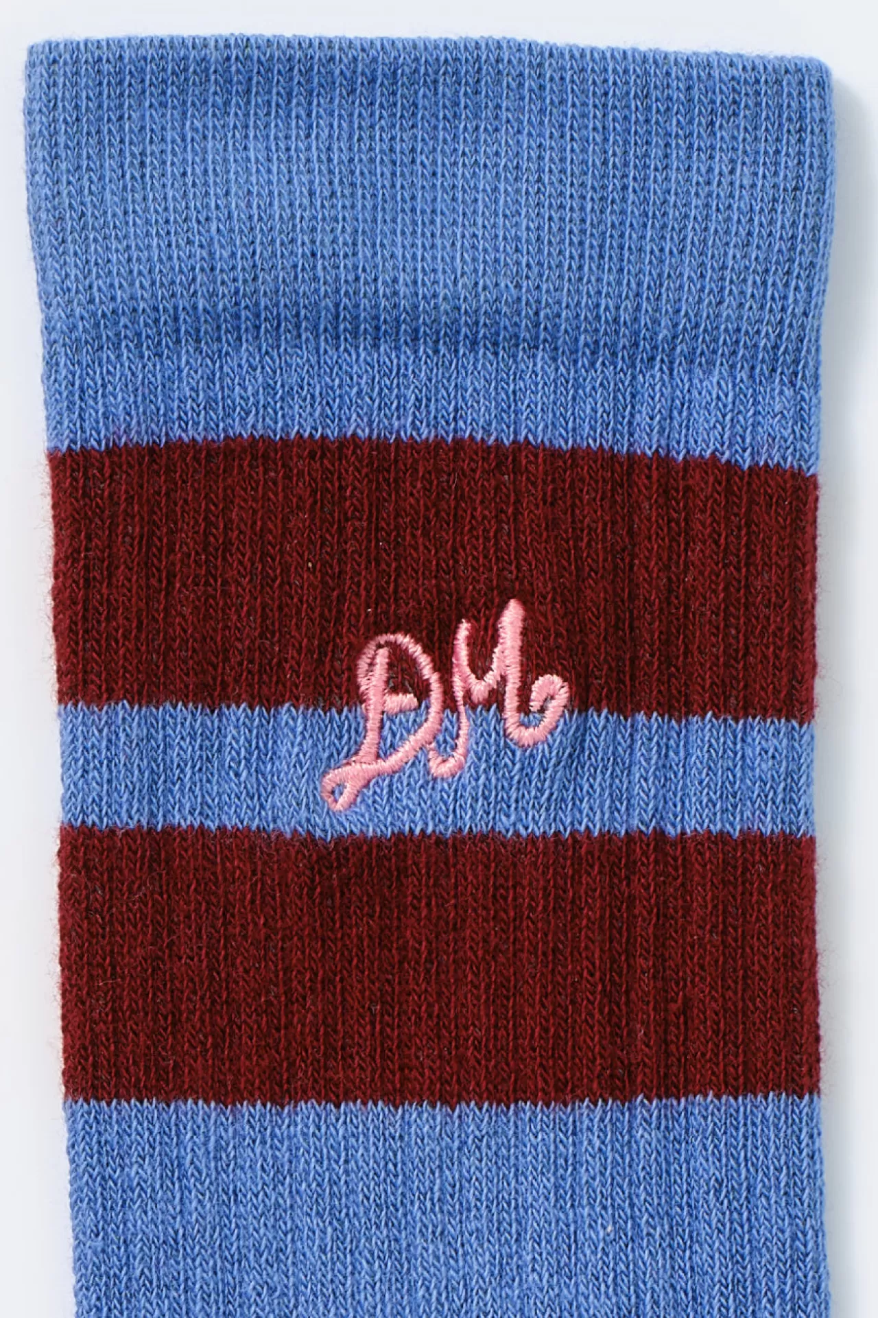Fashion Damson Madder calf length socks - u0026 burgundy stripe blue