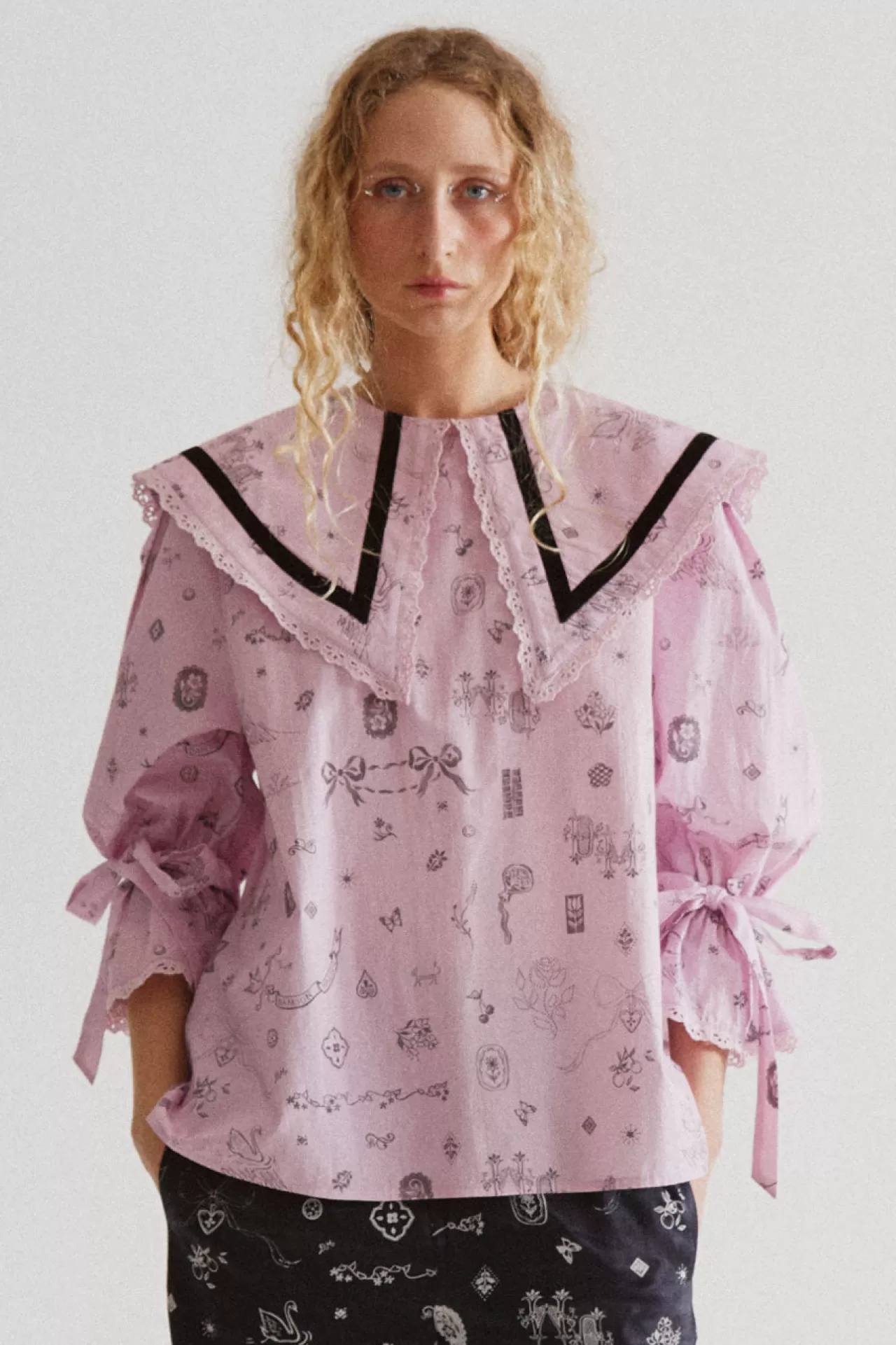 Fashion Damson Madder candice blouse - in symbols print pink