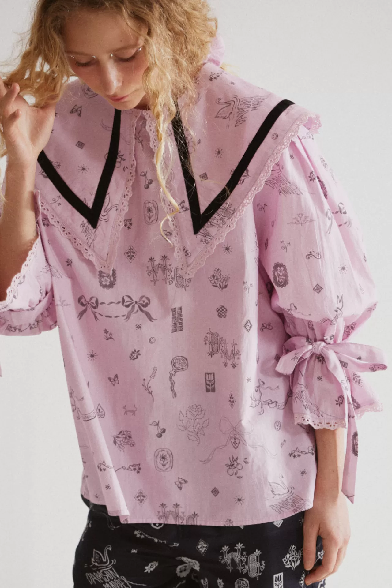 Fashion Damson Madder candice blouse - in symbols print pink