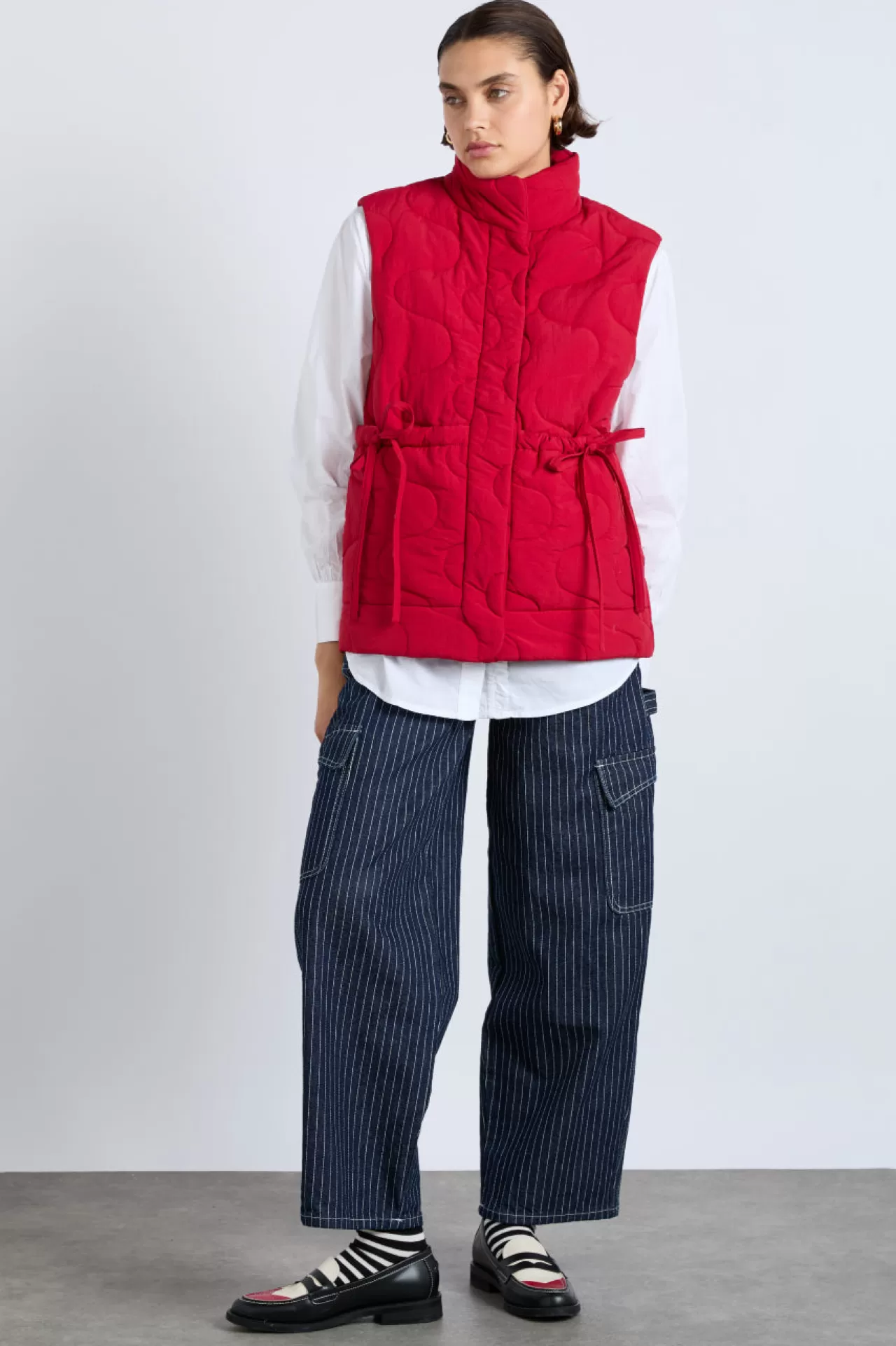 Clearance Damson Madder cargo jeans - navy pinstripe blue
