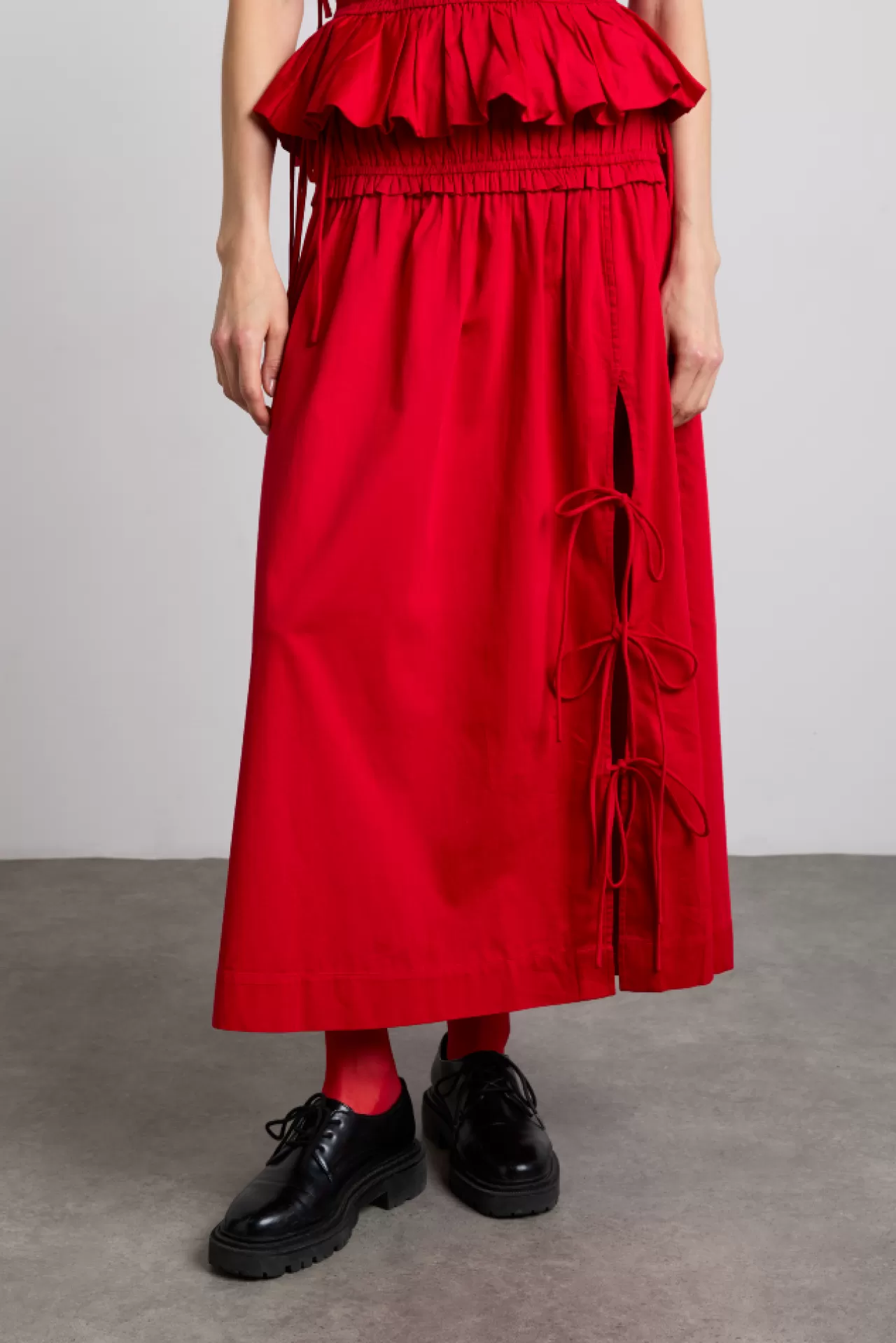 New Damson Madder charlotte midi tie detail skirt - cherry