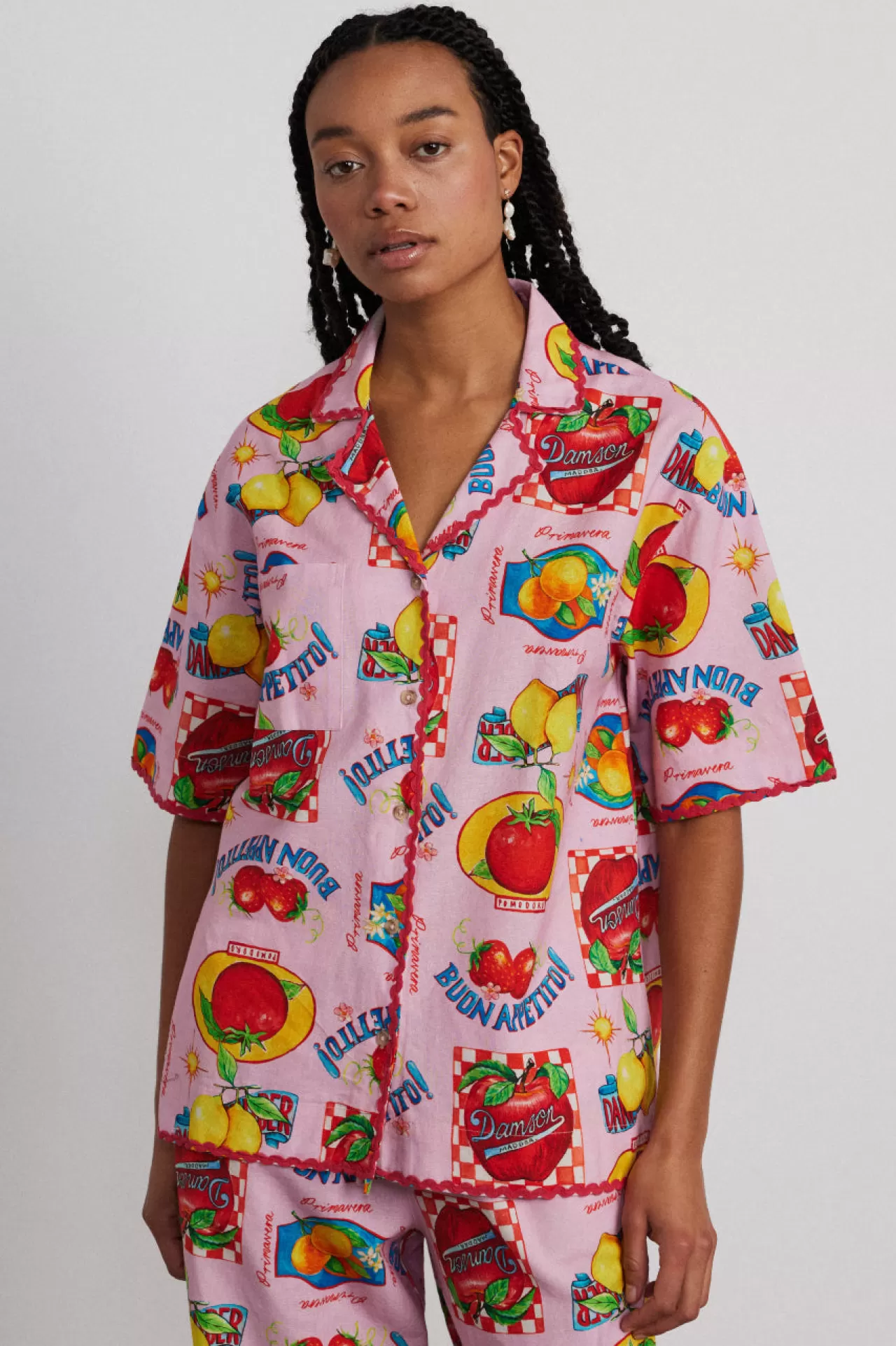 Best Damson Madder chlo shirt - fruit labels multi