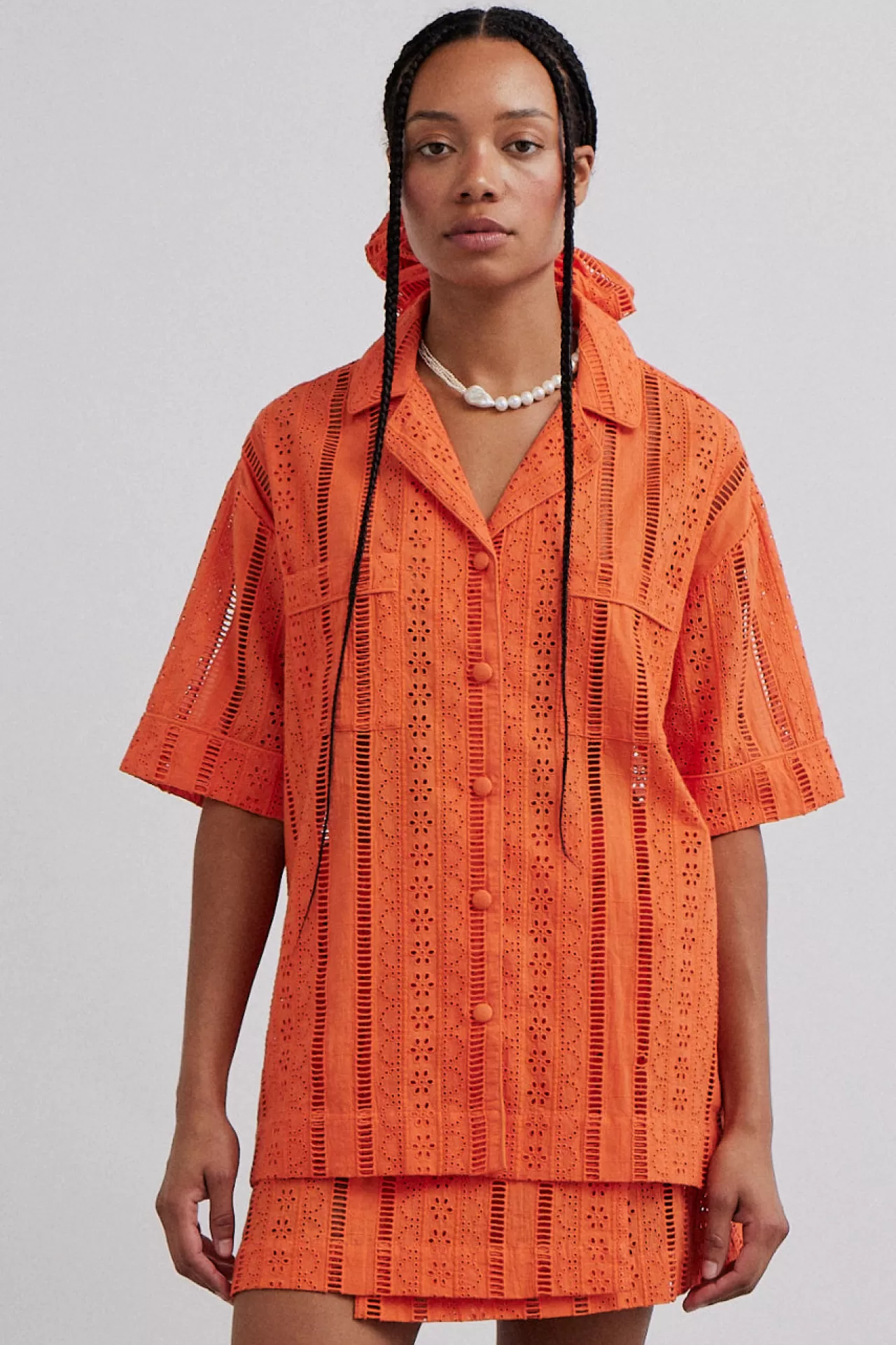 Hot Damson Madder chlo shirt - broderie orange