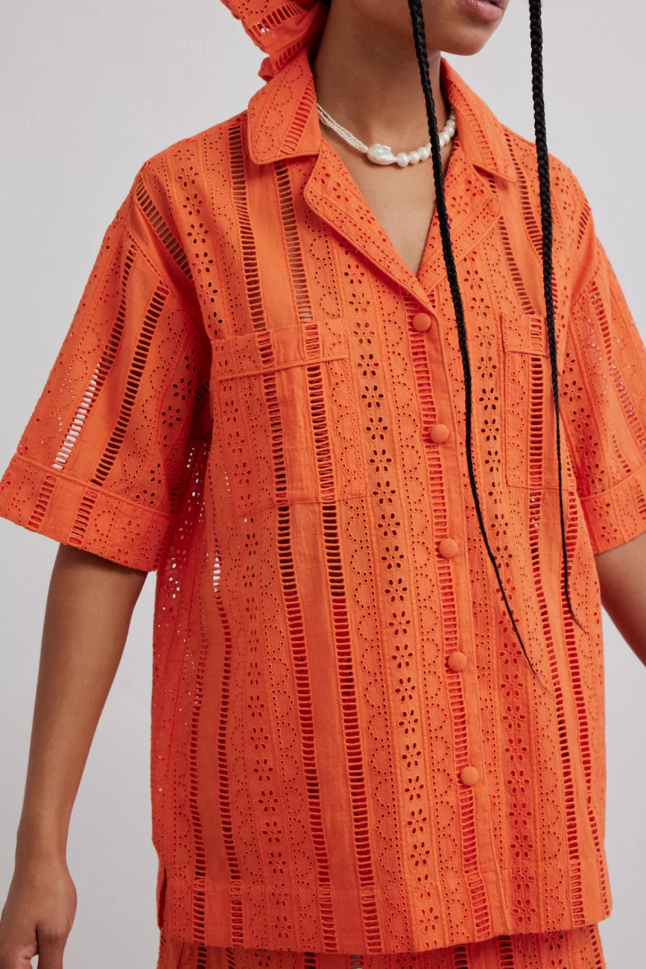 Hot Damson Madder chlo shirt - broderie orange