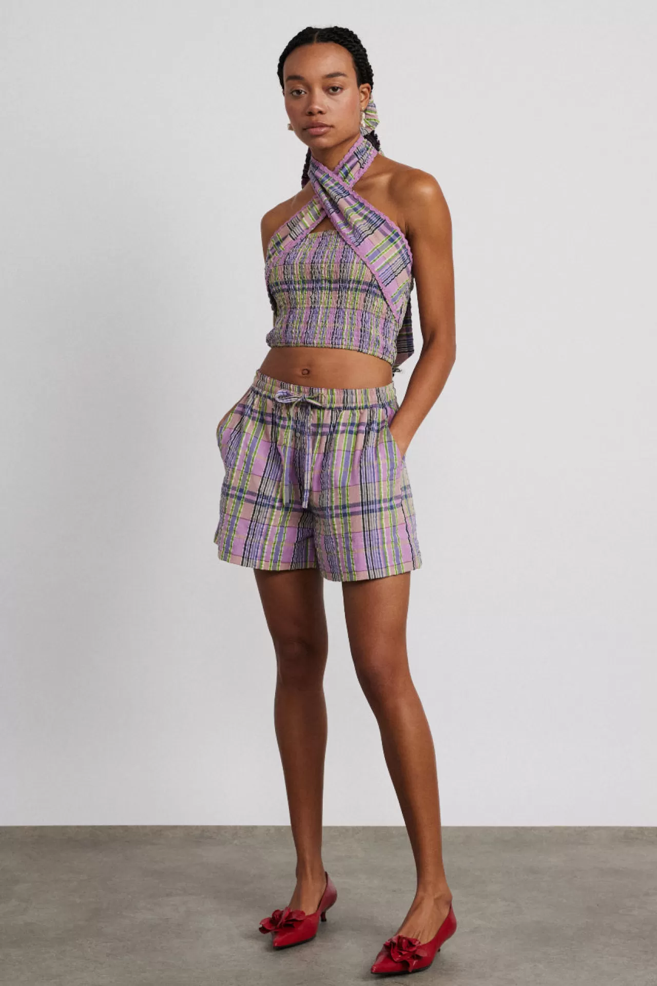 Store Damson Madder cindy check pull on shorts multi