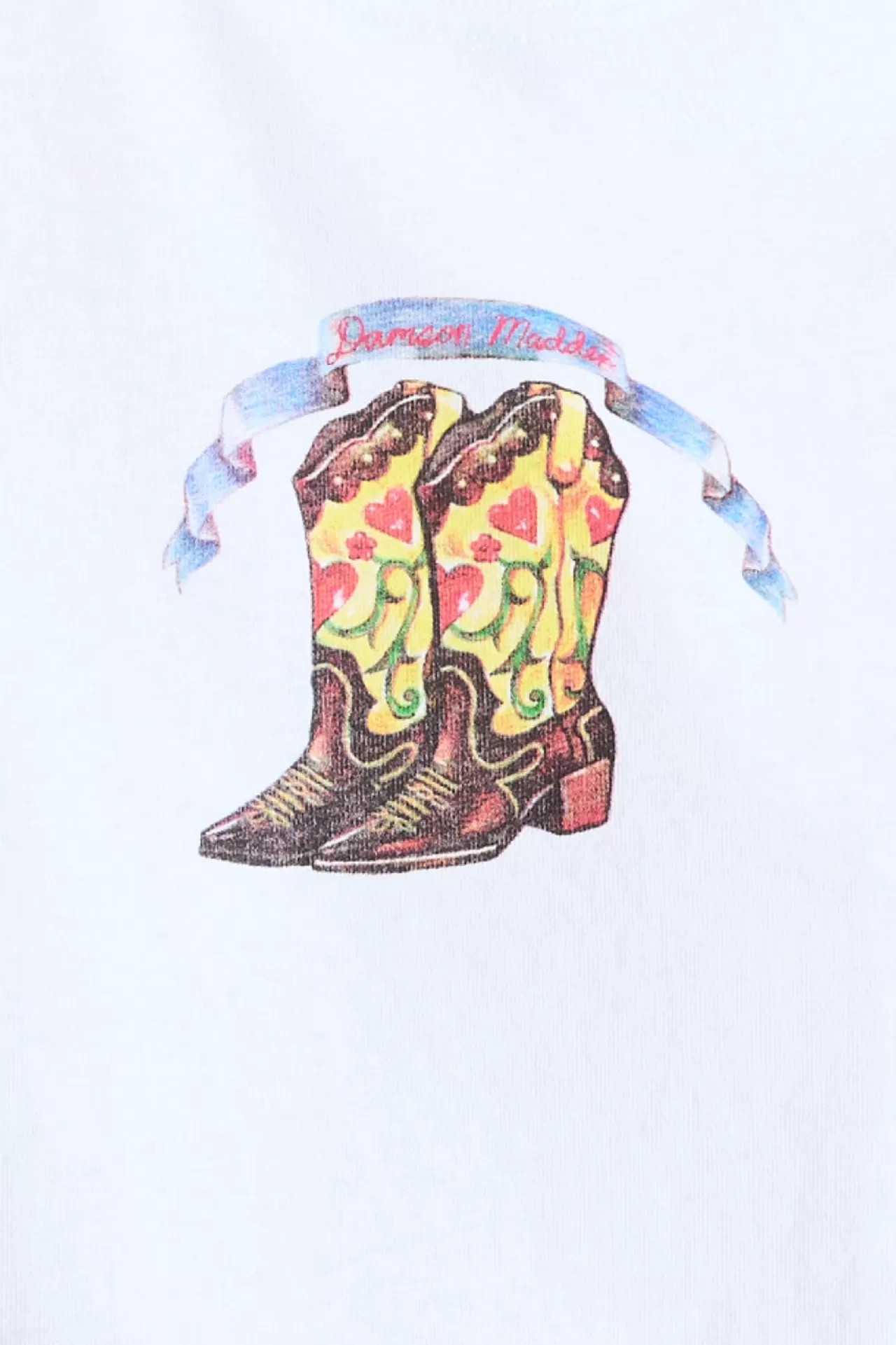 Best Damson Madder cowboy boot shrunken tee white
