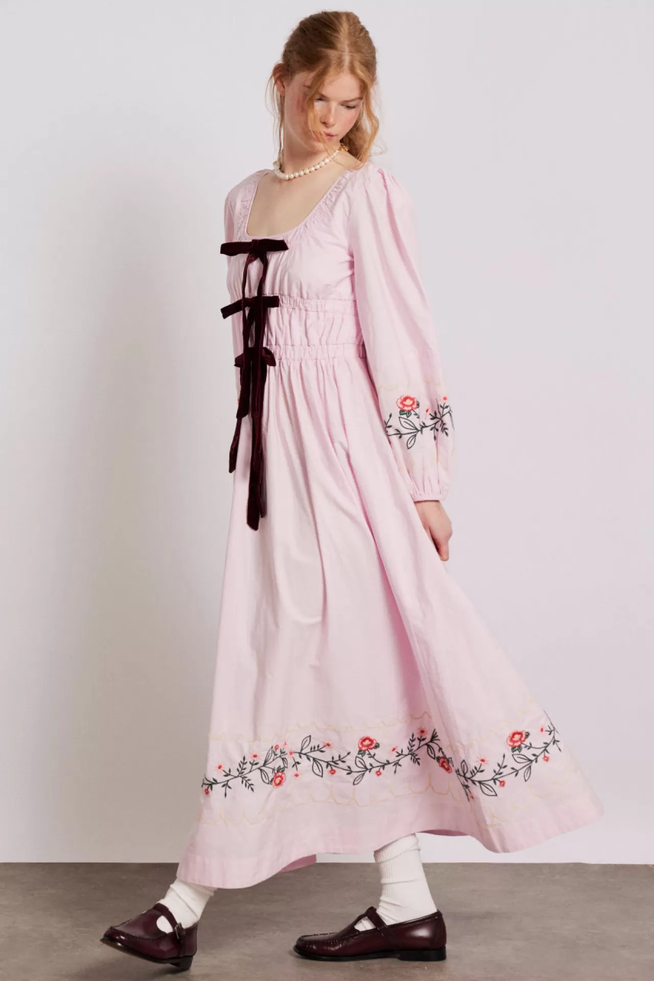 Cheap Damson Madder dakota dress - embroidery pink