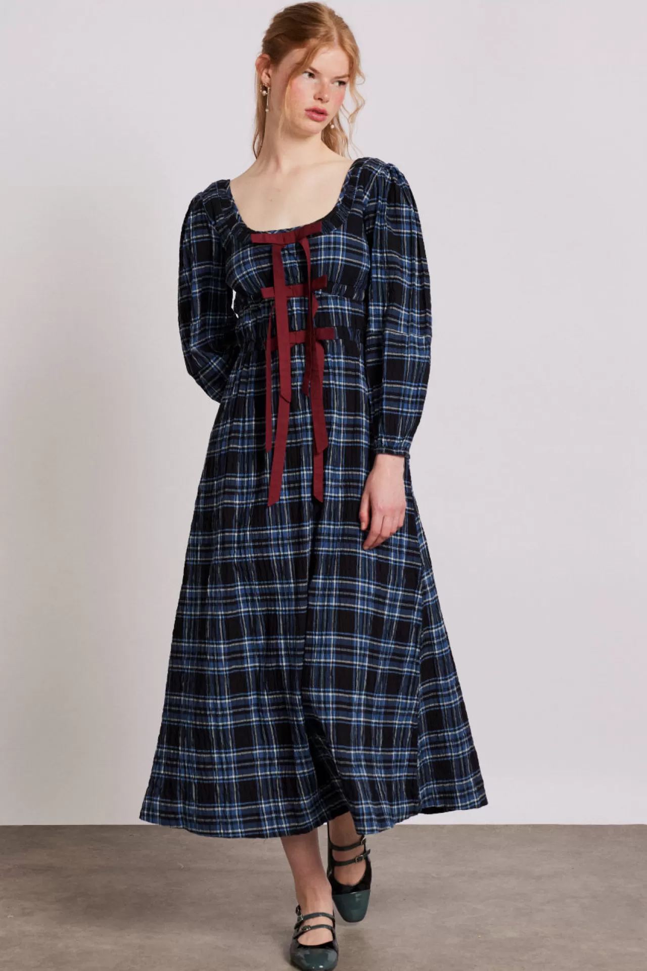 Best Sale Damson Madder dakota midi dress - check blue