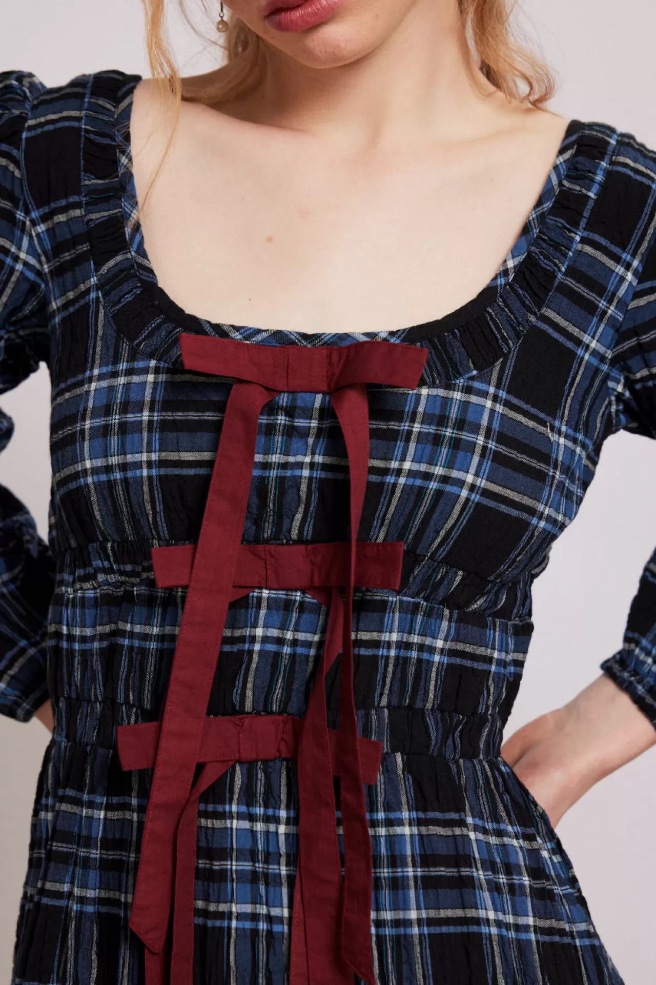Best Sale Damson Madder dakota midi dress - check blue