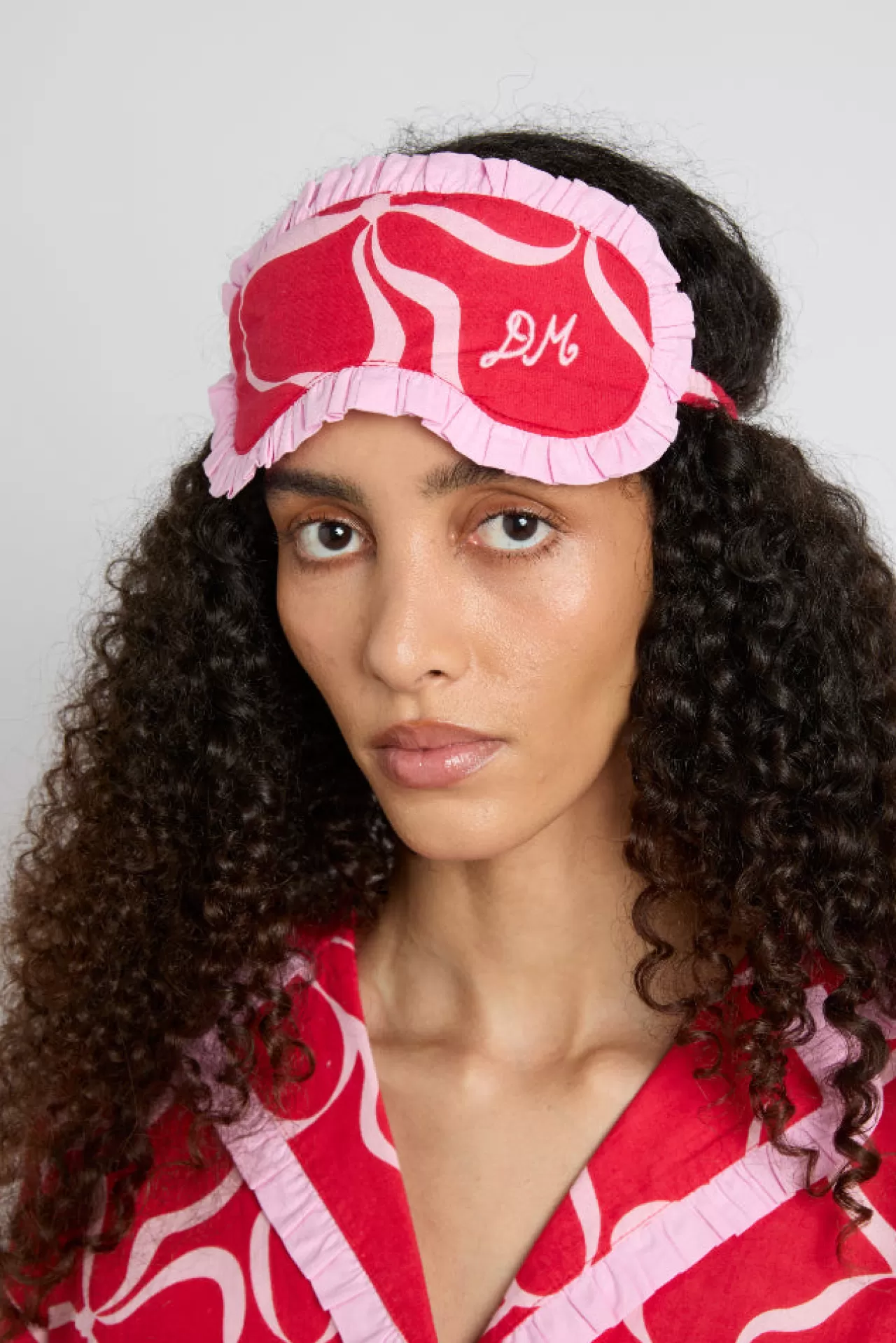 Online Damson Madder damson pj eye mask - red bows red/pink