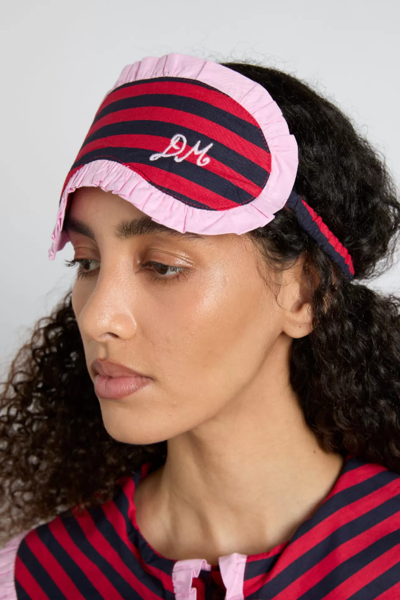 Shop Damson Madder damson pj eye mask - red/navy stripe red/navy