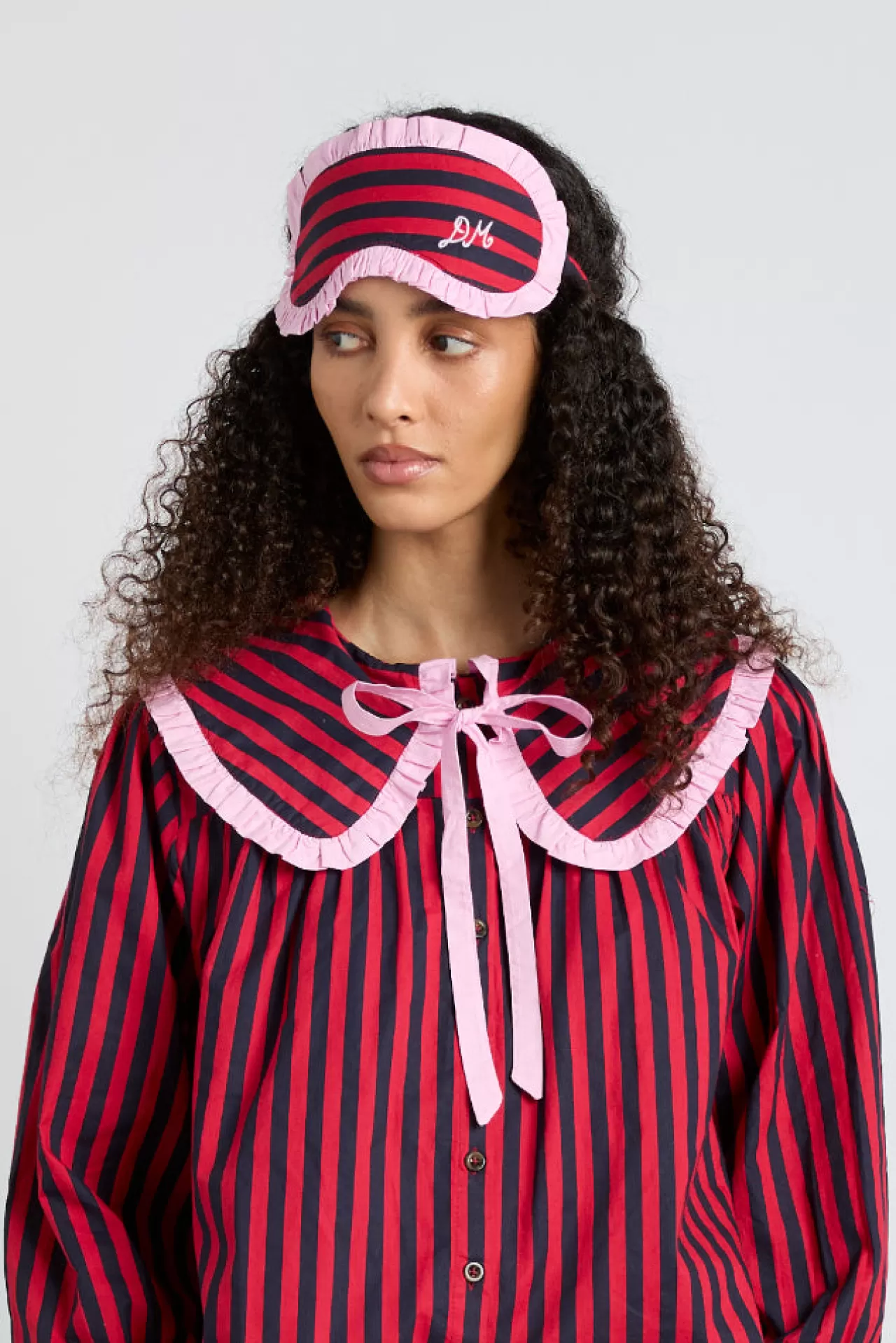 Shop Damson Madder damson pj eye mask - red/navy stripe red/navy