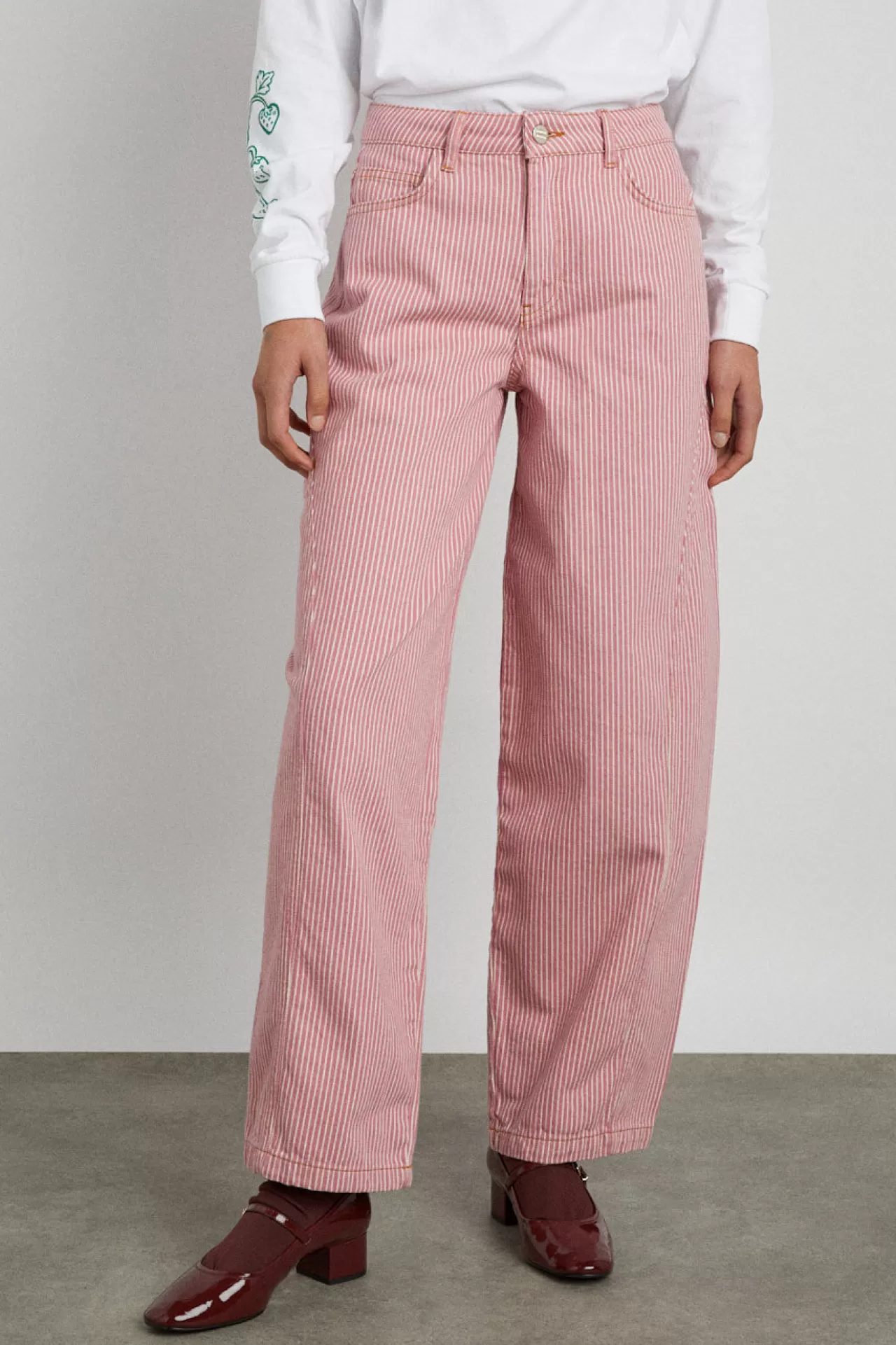 Hot Damson Madder dion jean - stripe pink
