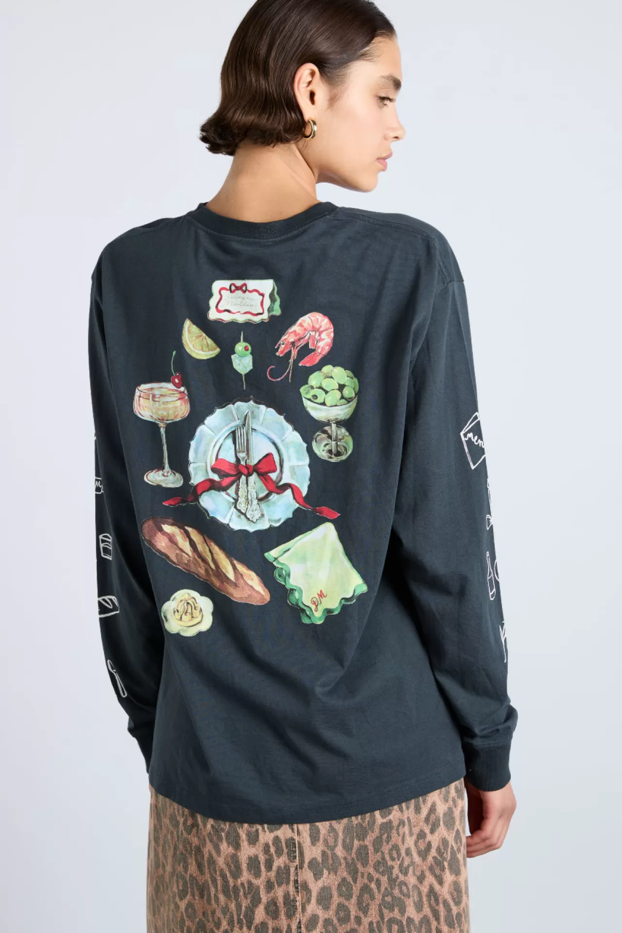 Fashion Damson Madder dm dinner party long sleeve tee black