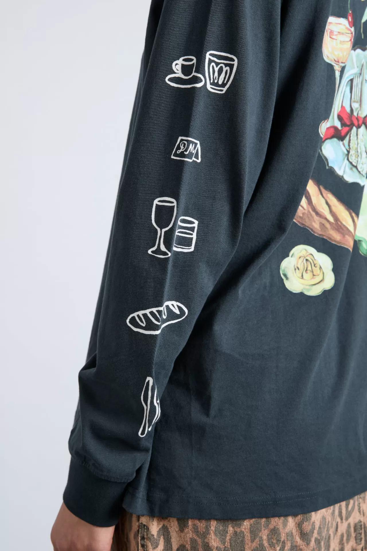 Fashion Damson Madder dm dinner party long sleeve tee black