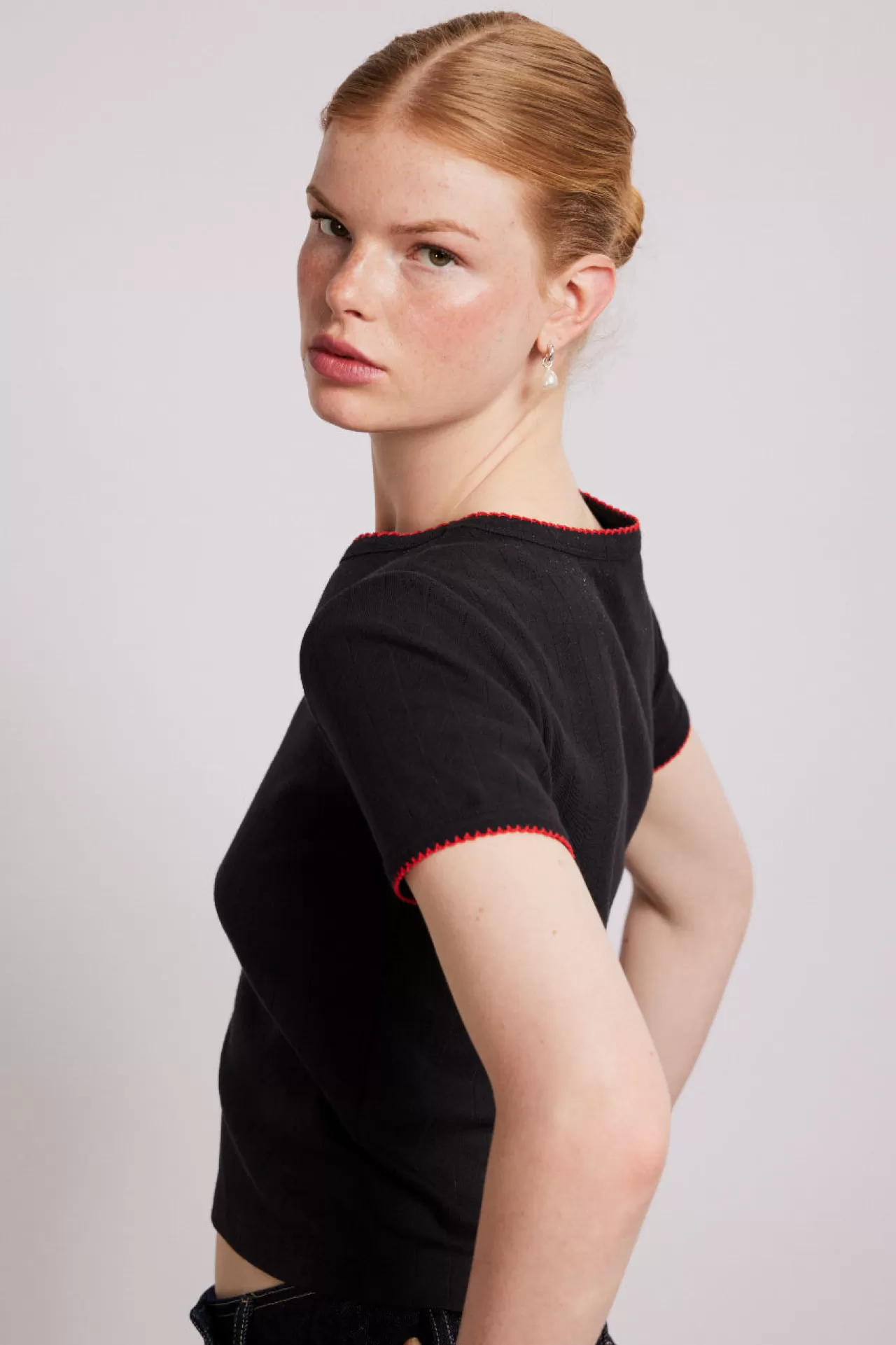 Sale Damson Madder dm shrunken pointelle tee black