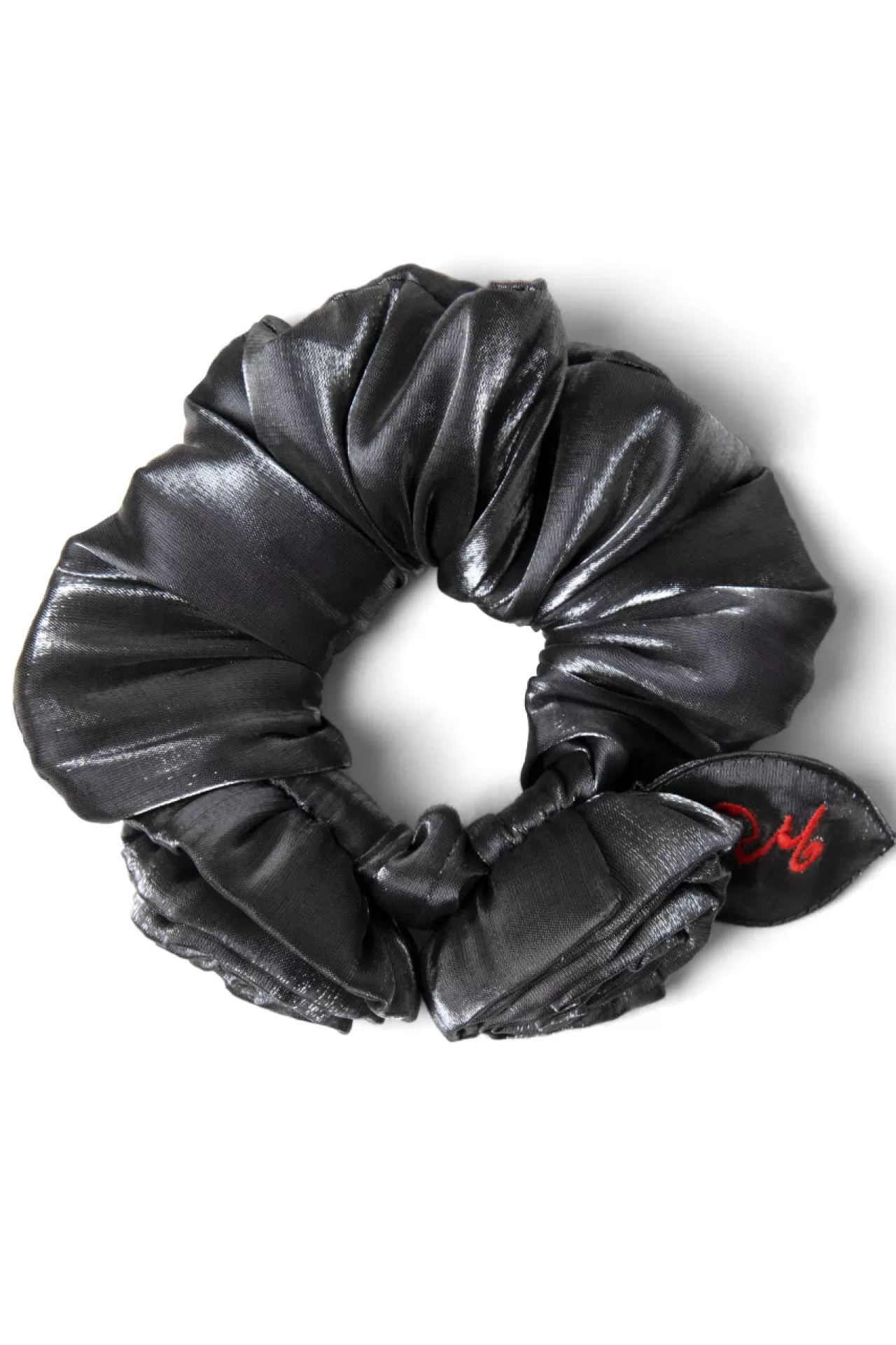 Clearance Damson Madder double rose scrunchie in glass satin silver
