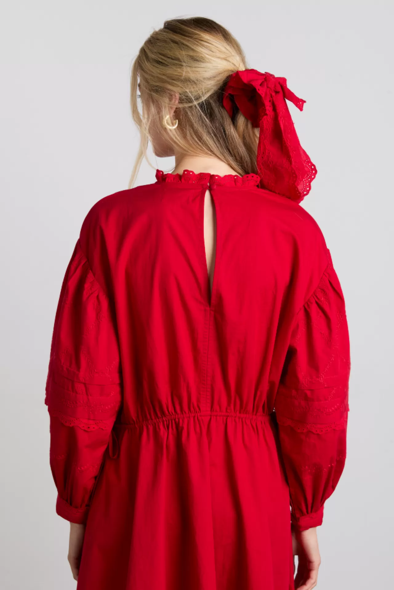 Shop Damson Madder embroide bow scruchie in red