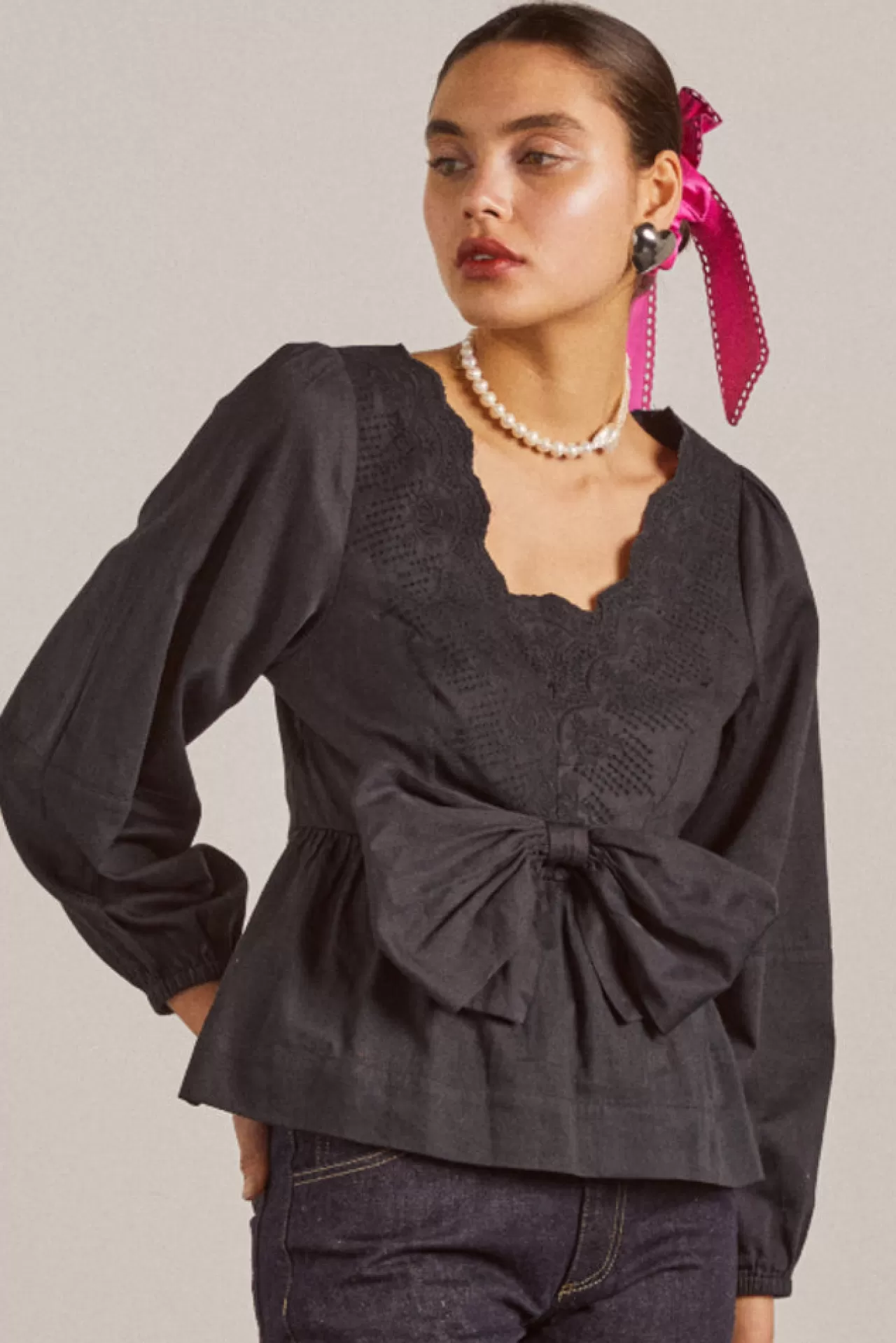 Online Damson Madder eugenie bow blouse - black