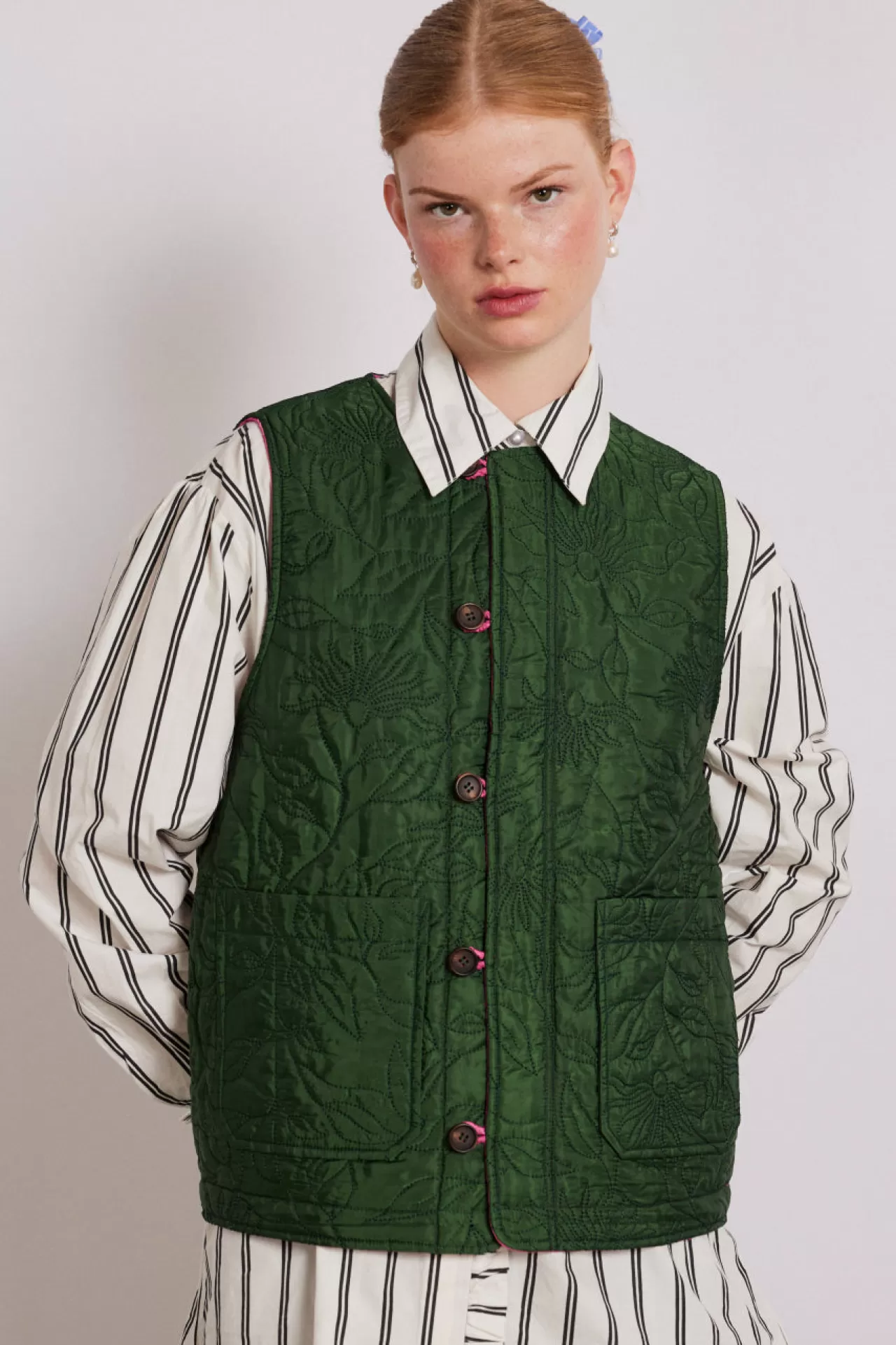 Fashion Damson Madder georgie reversible gilet - satin pink