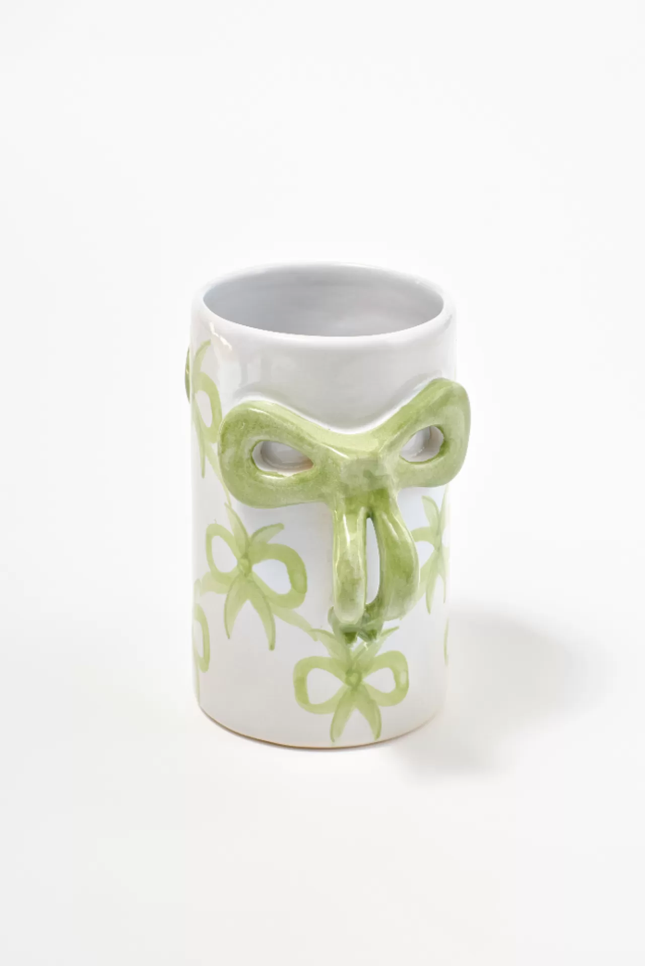 Discount Damson Madder hand painted bow handle vase - bow design green