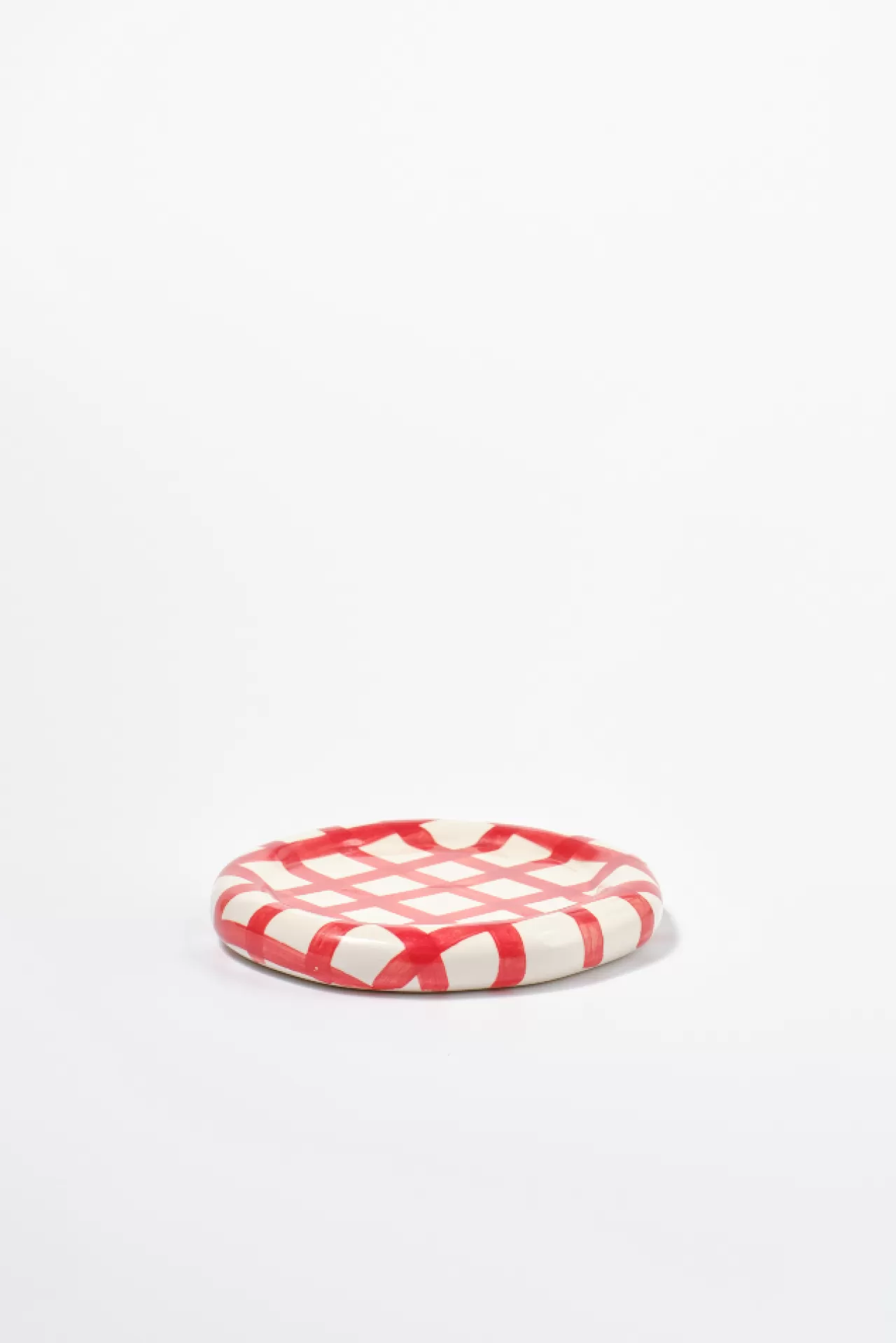 Discount Damson Madder hand painted saucer - gingham red