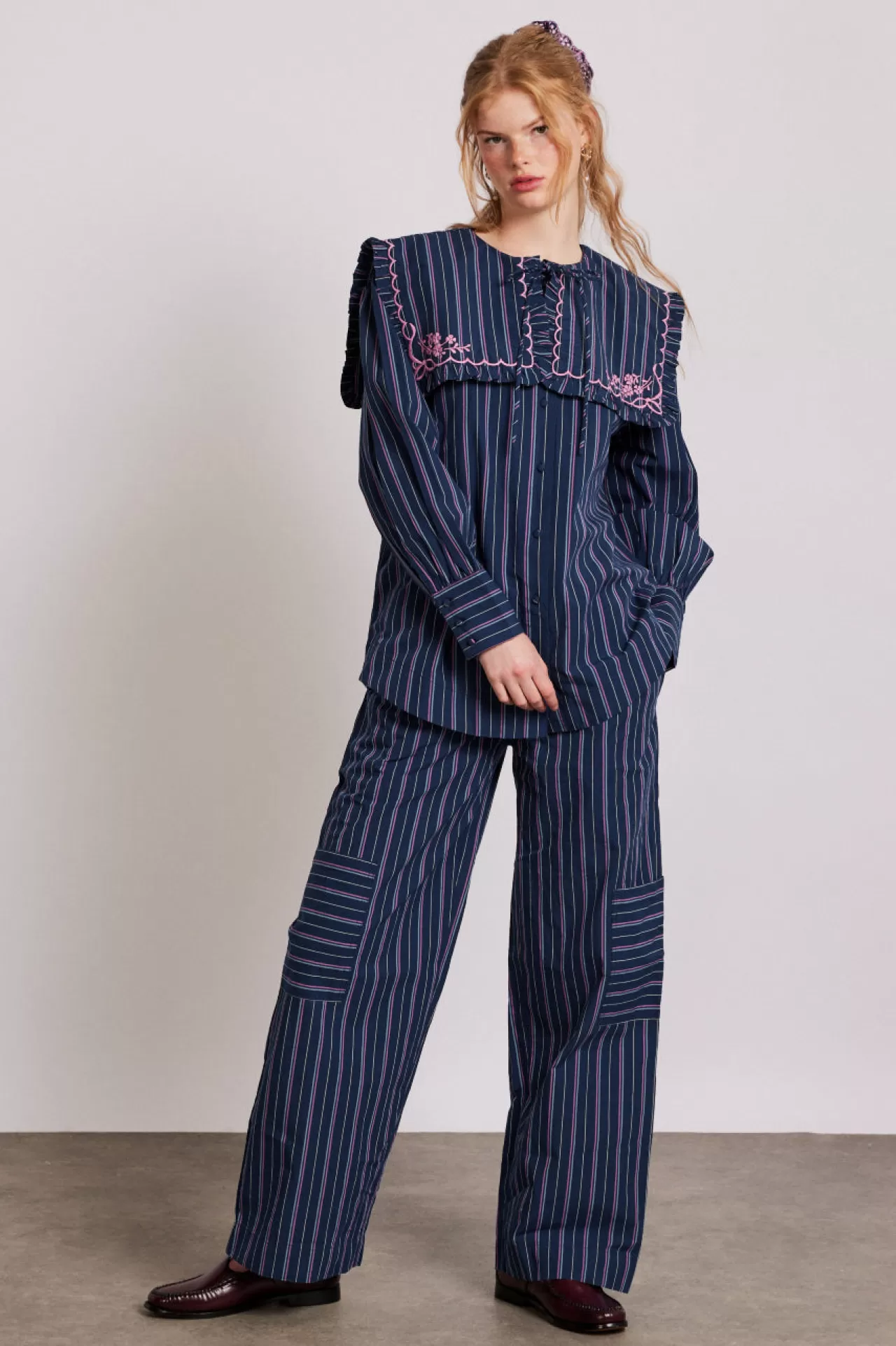 Shop Damson Madder harrison trousers - stripe navy