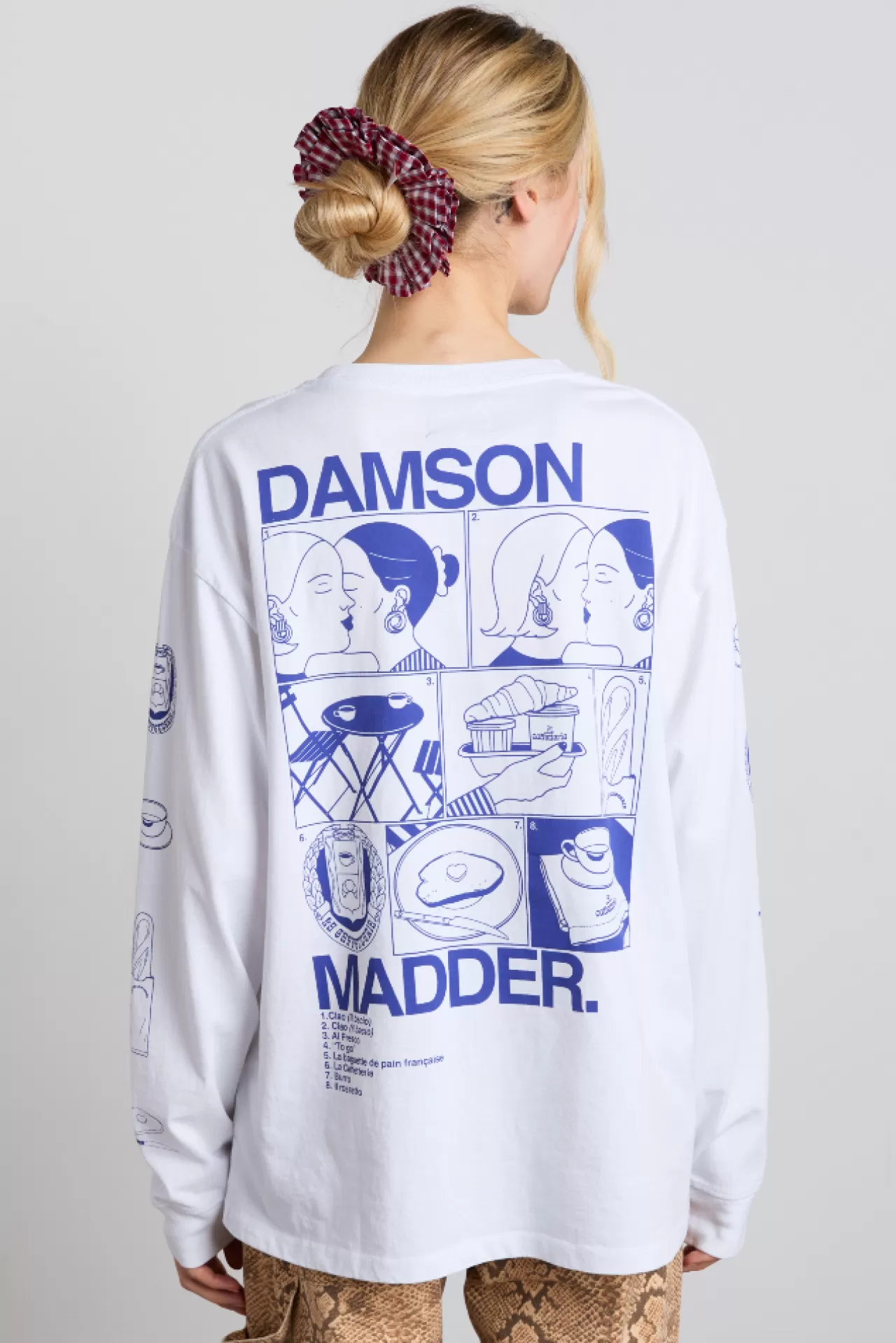 Shop Damson Madder il bacio brunch long sleeve tee - white