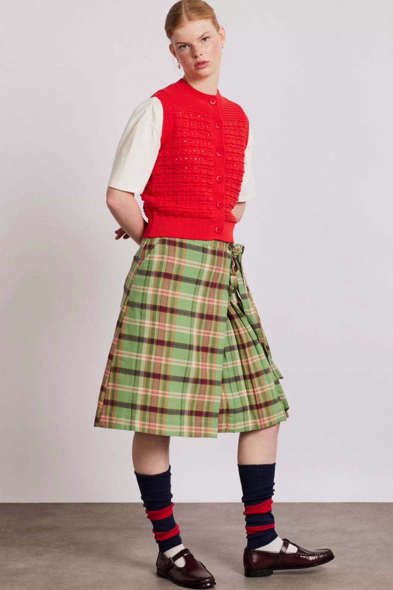 Store Damson Madder kat kilt - check green