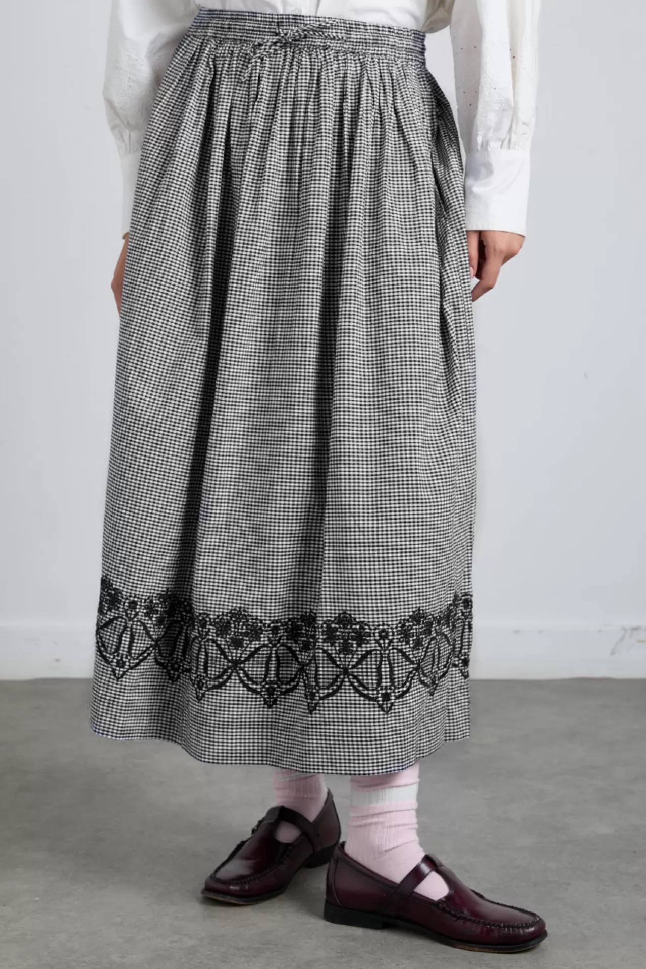 Best Sale Damson Madder keeley midi skirt - gingham black