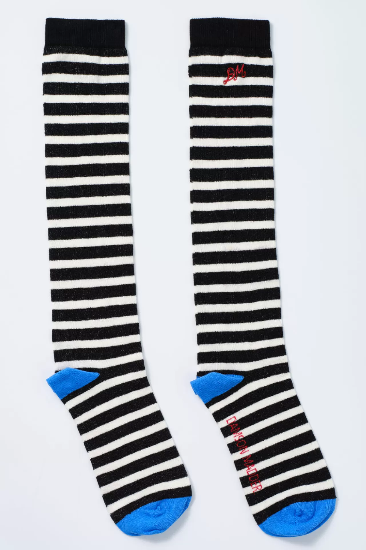 Flash Sale Damson Madder knee length socks - black u0026 white stripe black/white