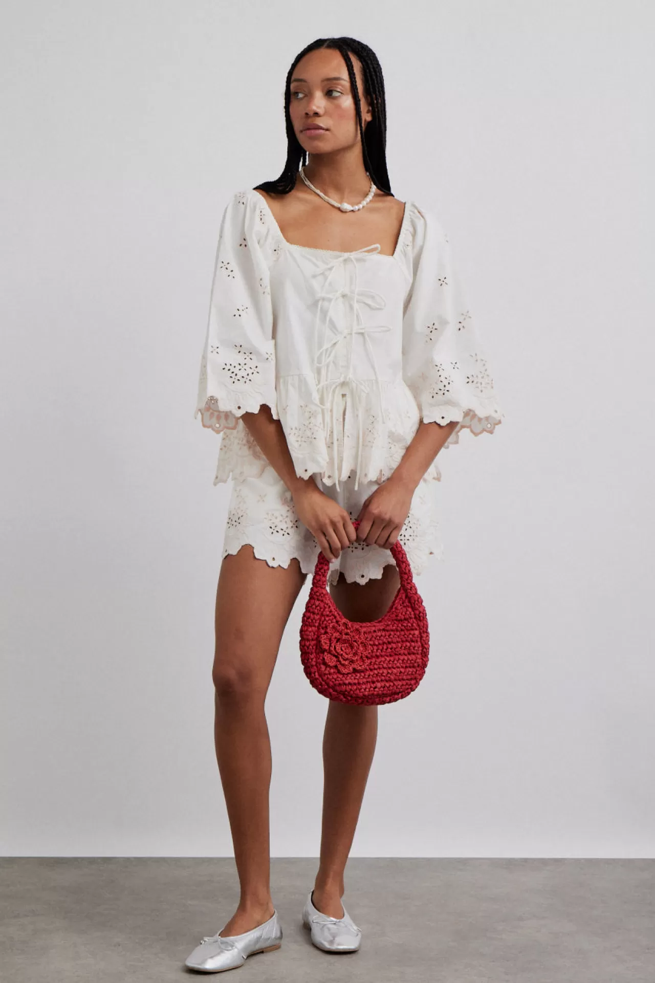 Store Damson Madder lana blouse - broderie white