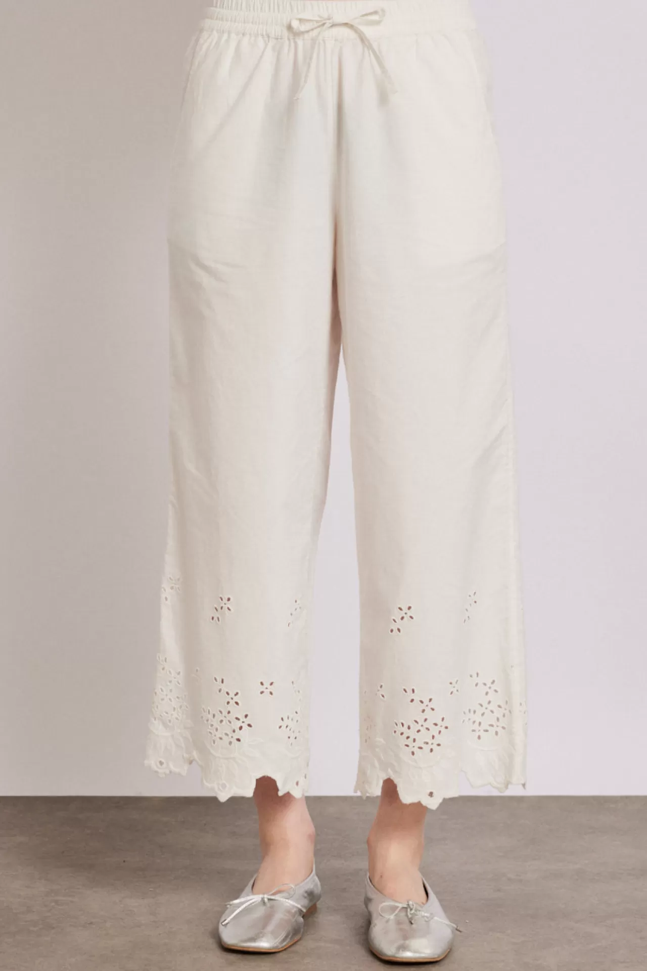 Online Damson Madder lana trousers - broderie white