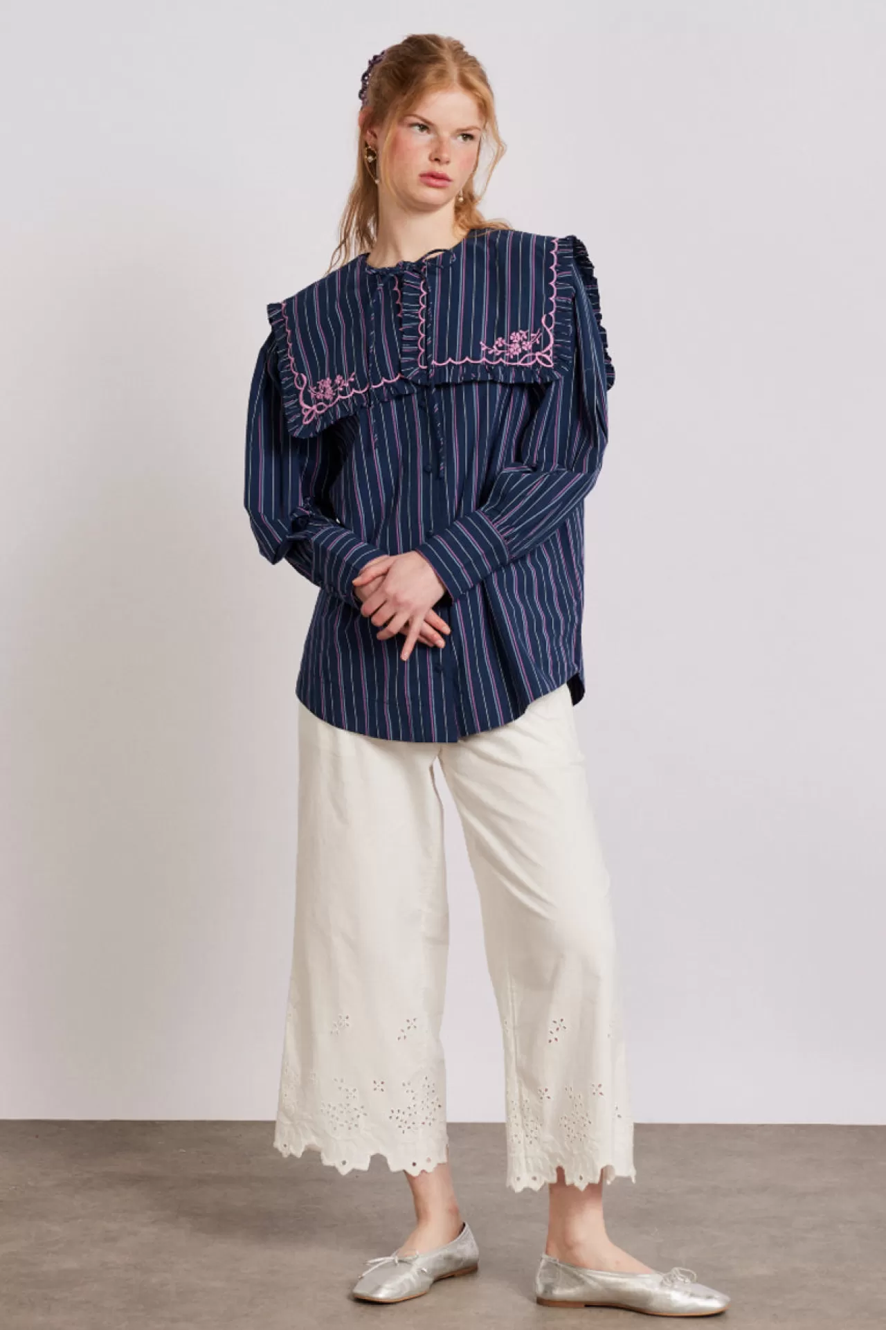 Online Damson Madder lana trousers - broderie white