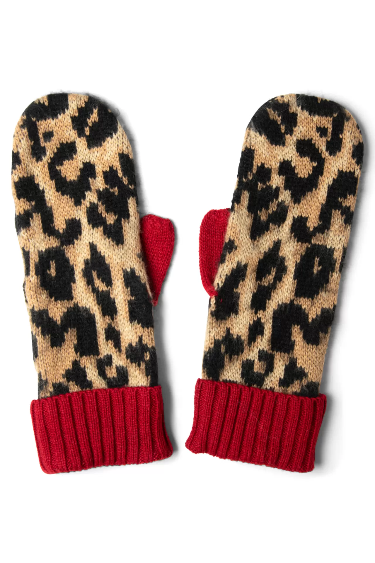 Sale Damson Madder leopard mittens in fluffy yarn multi