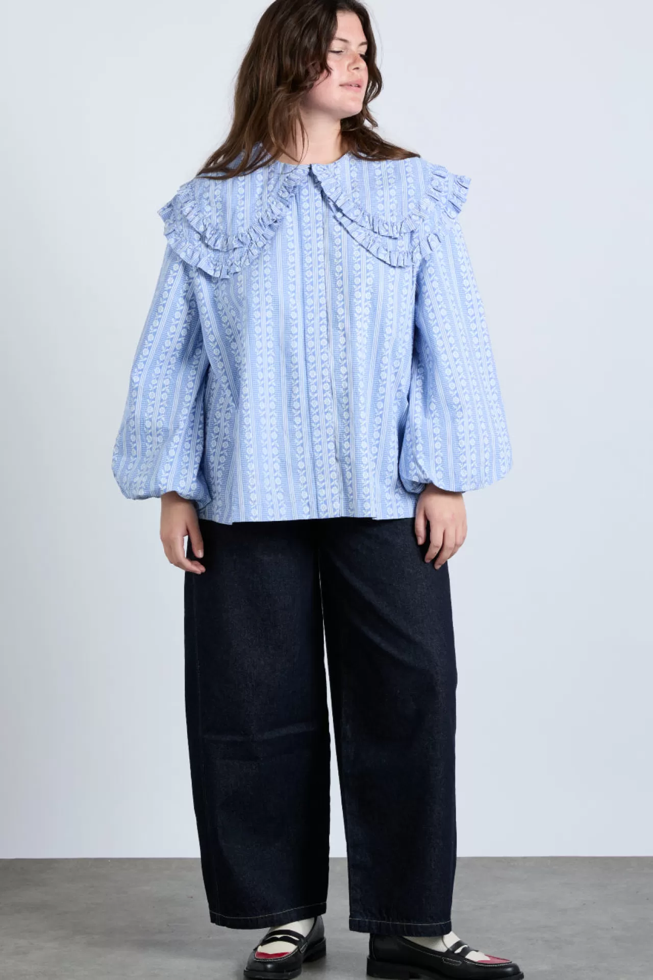 New Damson Madder lois double collar blouse - blue