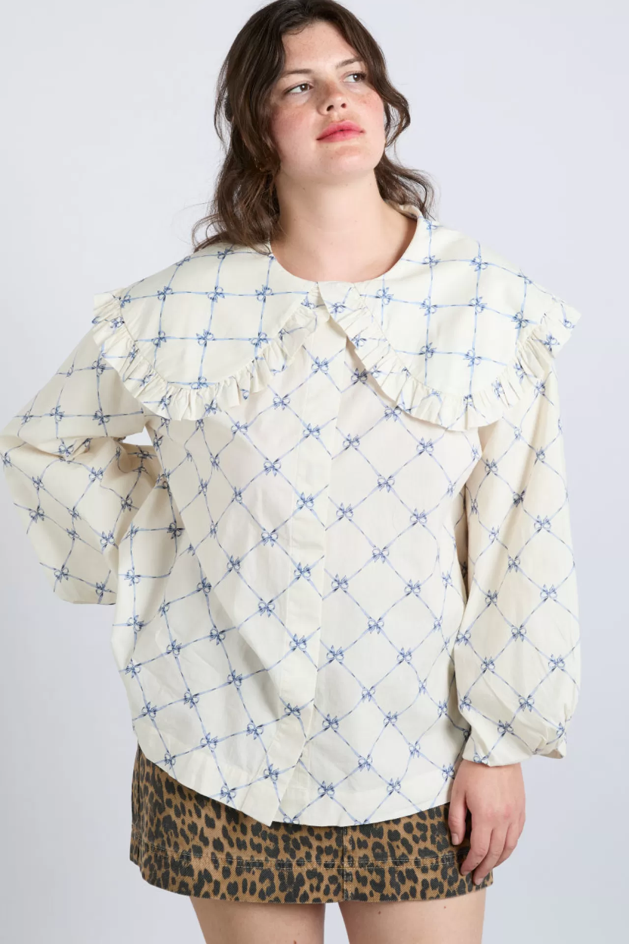 Shop Damson Madder lola blouse - bow print offwhite